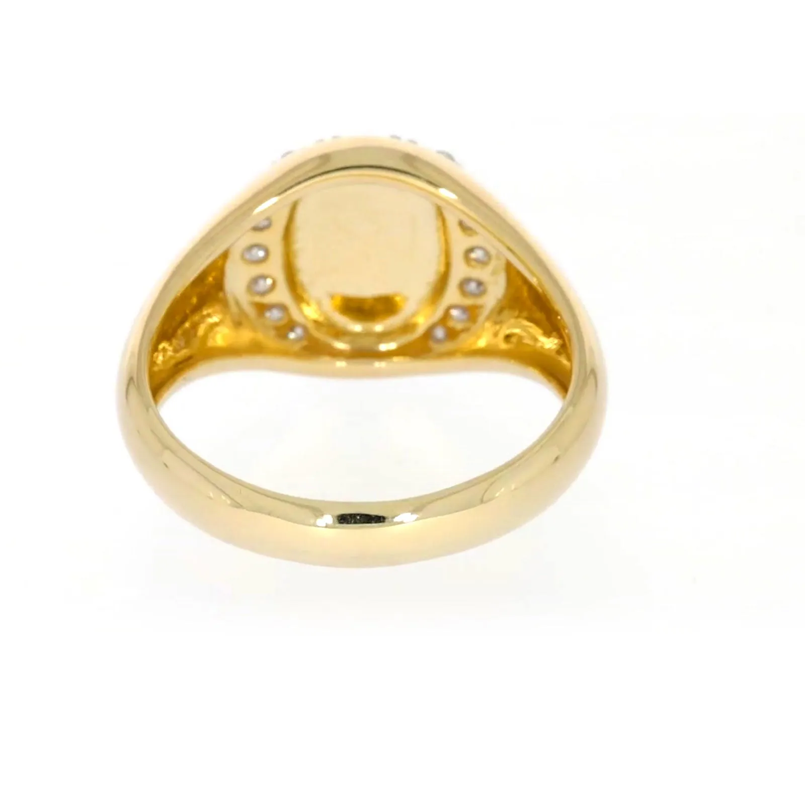 9ct Yellow Gold with 1/4 CARAT tw of Diamonds Halo Signet  Mens Ring