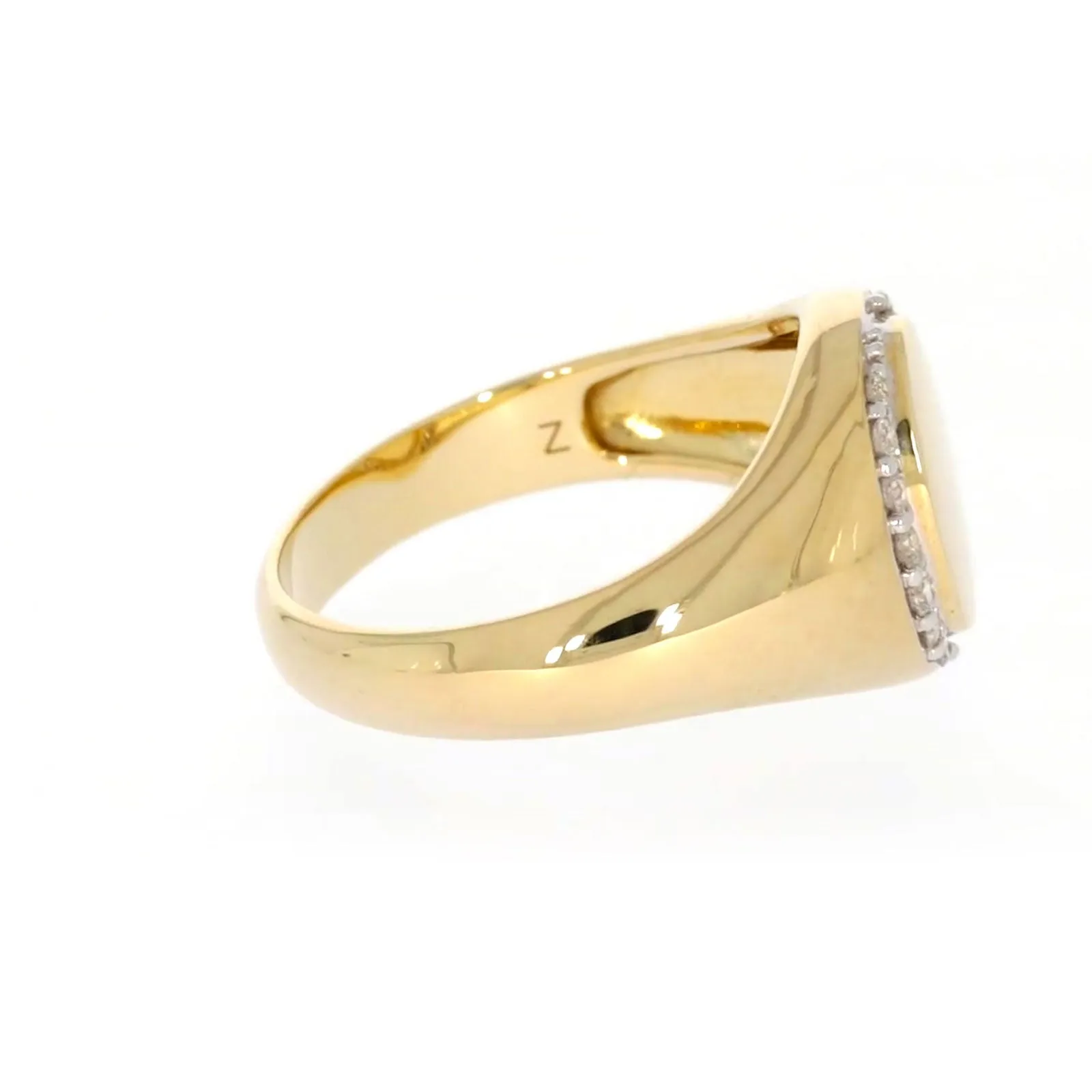 9ct Yellow Gold with 1/4 CARAT tw of Diamonds Halo Signet  Mens Ring