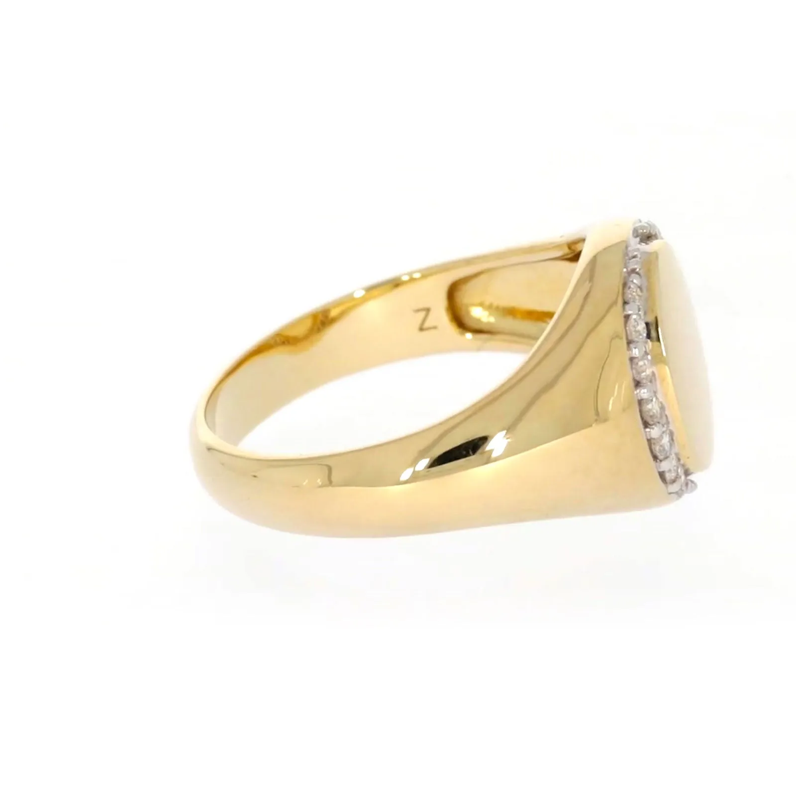 9ct Yellow Gold with 1/4 CARAT tw of Diamonds Halo Signet  Mens Ring