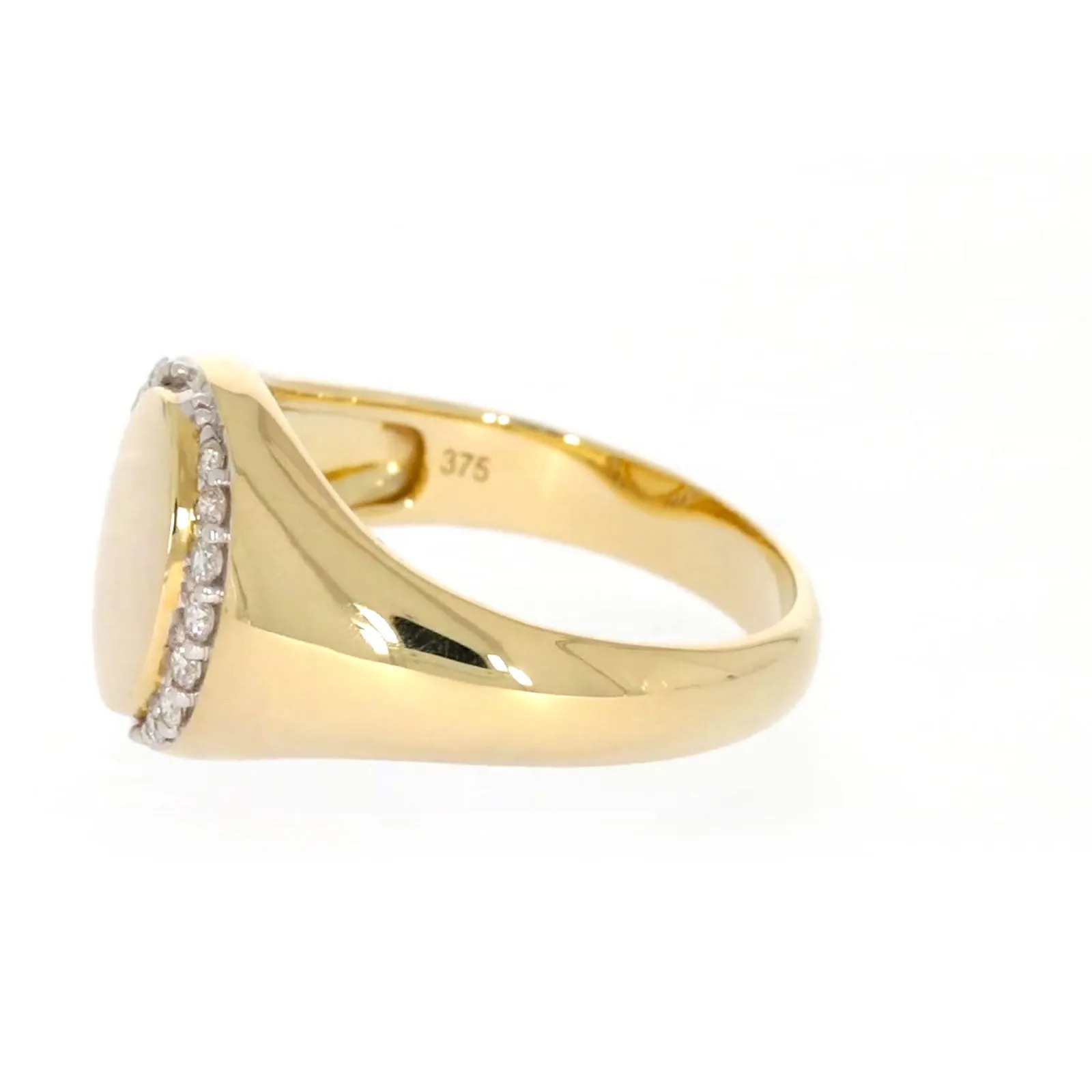 9ct Yellow Gold with 1/4 CARAT tw of Diamonds Halo Signet  Mens Ring