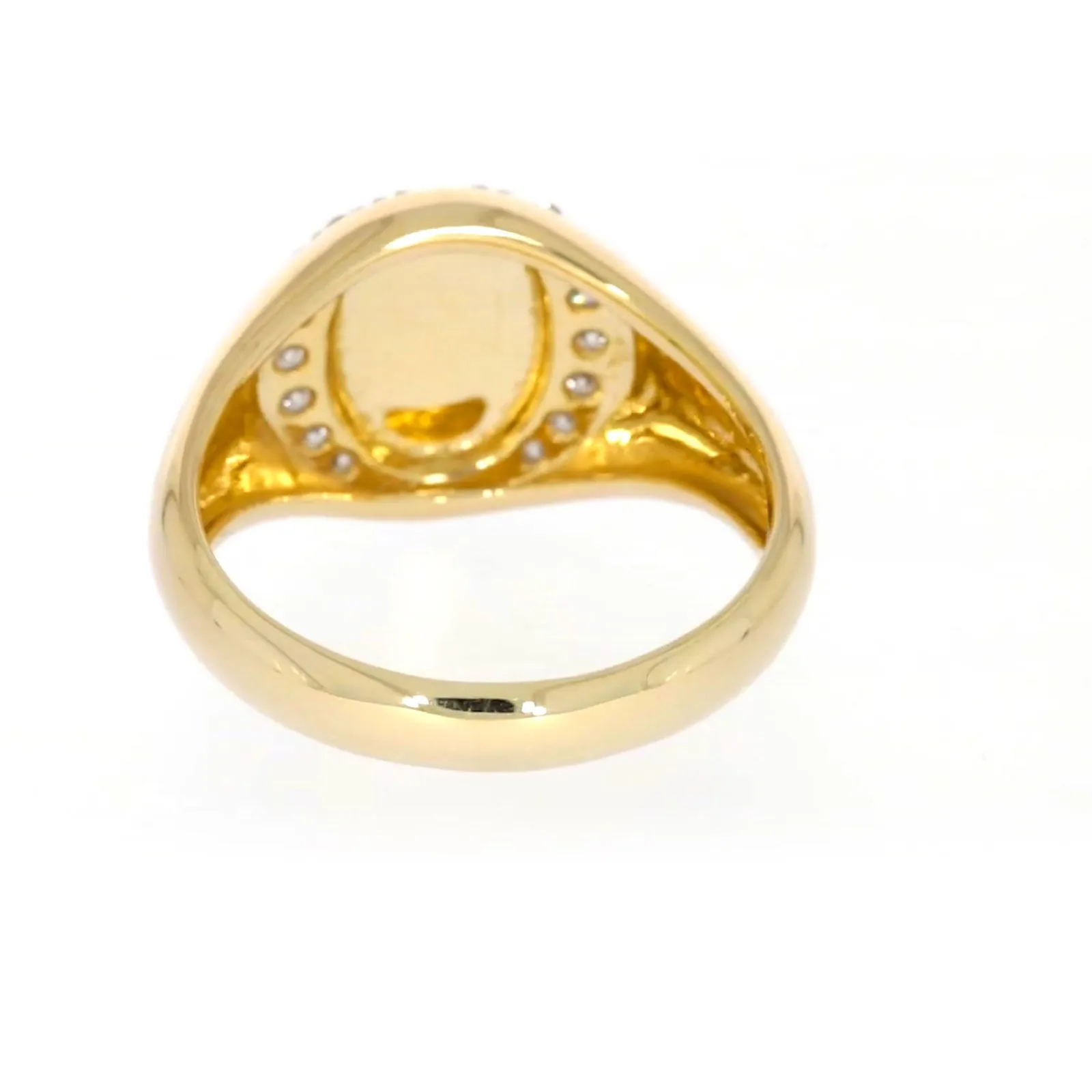 9ct Yellow Gold with 1/4 CARAT tw of Diamonds Halo Signet  Mens Ring