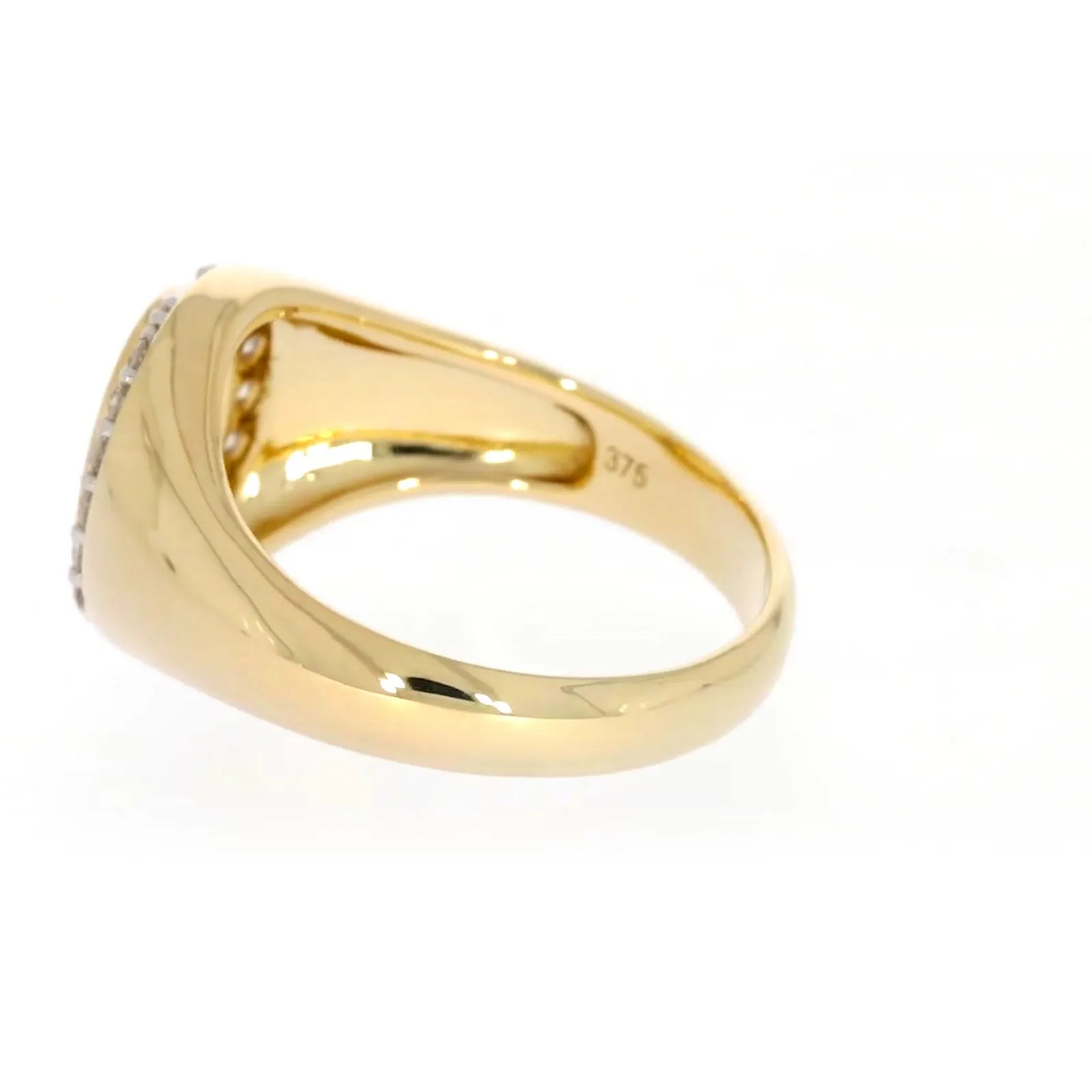 9ct Yellow Gold with 1/4 CARAT tw of Diamonds Halo Signet  Mens Ring