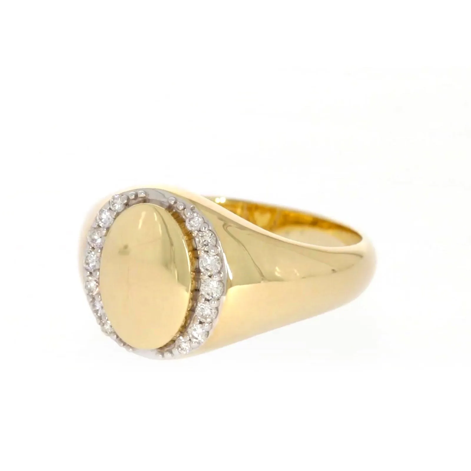 9ct Yellow Gold with 1/4 CARAT tw of Diamonds Halo Signet  Mens Ring