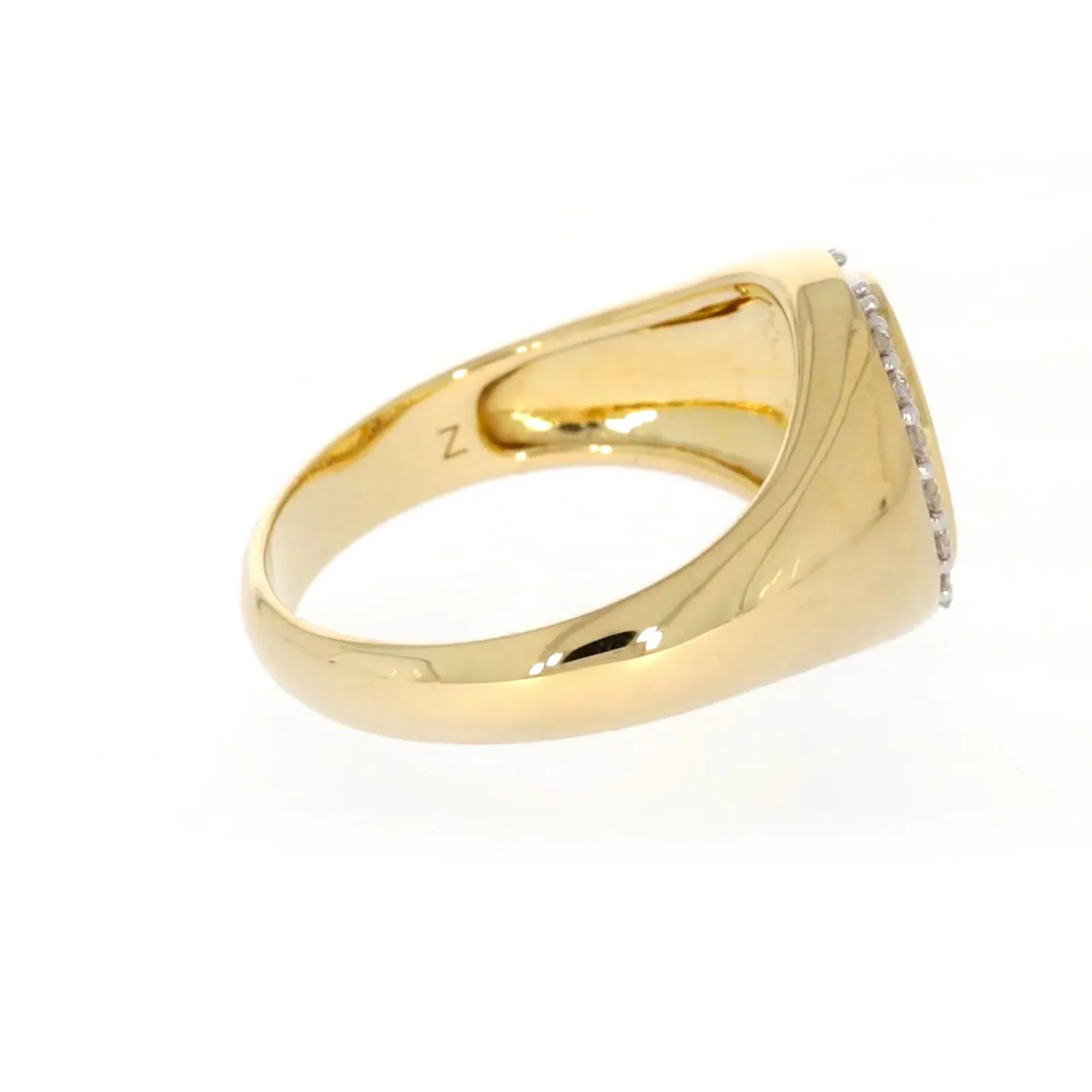 9ct Yellow Gold with 1/4 CARAT tw of Diamonds Halo Signet  Mens Ring