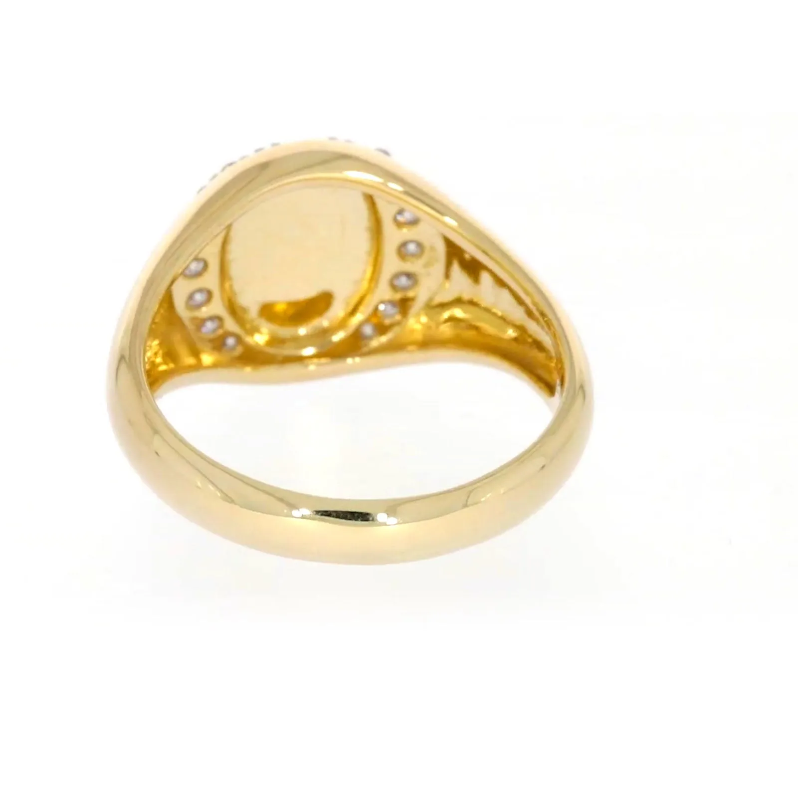 9ct Yellow Gold with 1/4 CARAT tw of Diamonds Halo Signet  Mens Ring