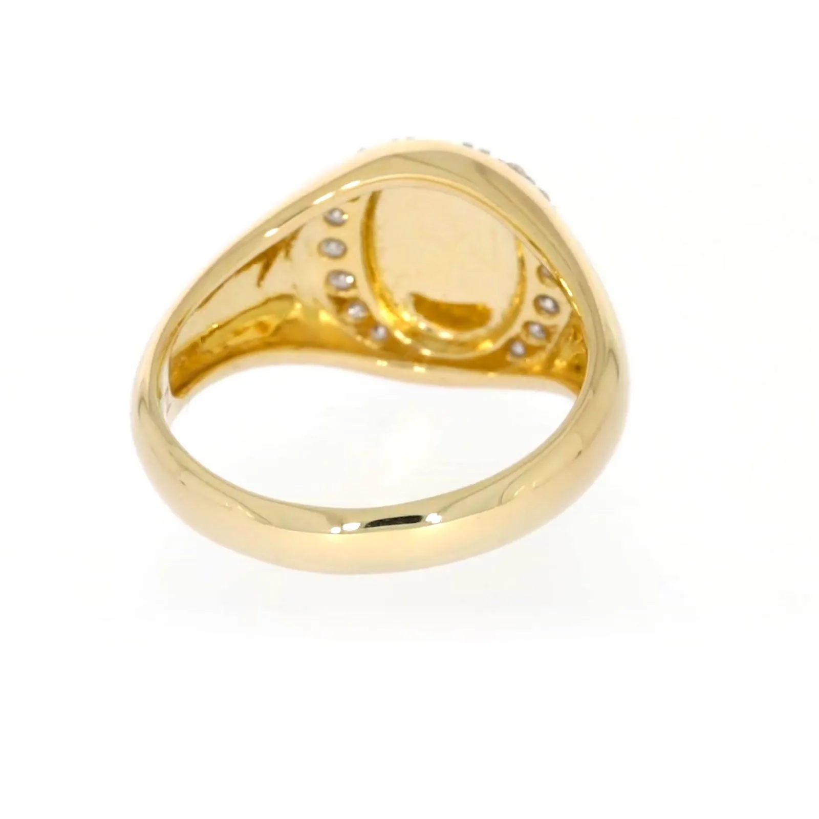 9ct Yellow Gold with 1/4 CARAT tw of Diamonds Halo Signet  Mens Ring