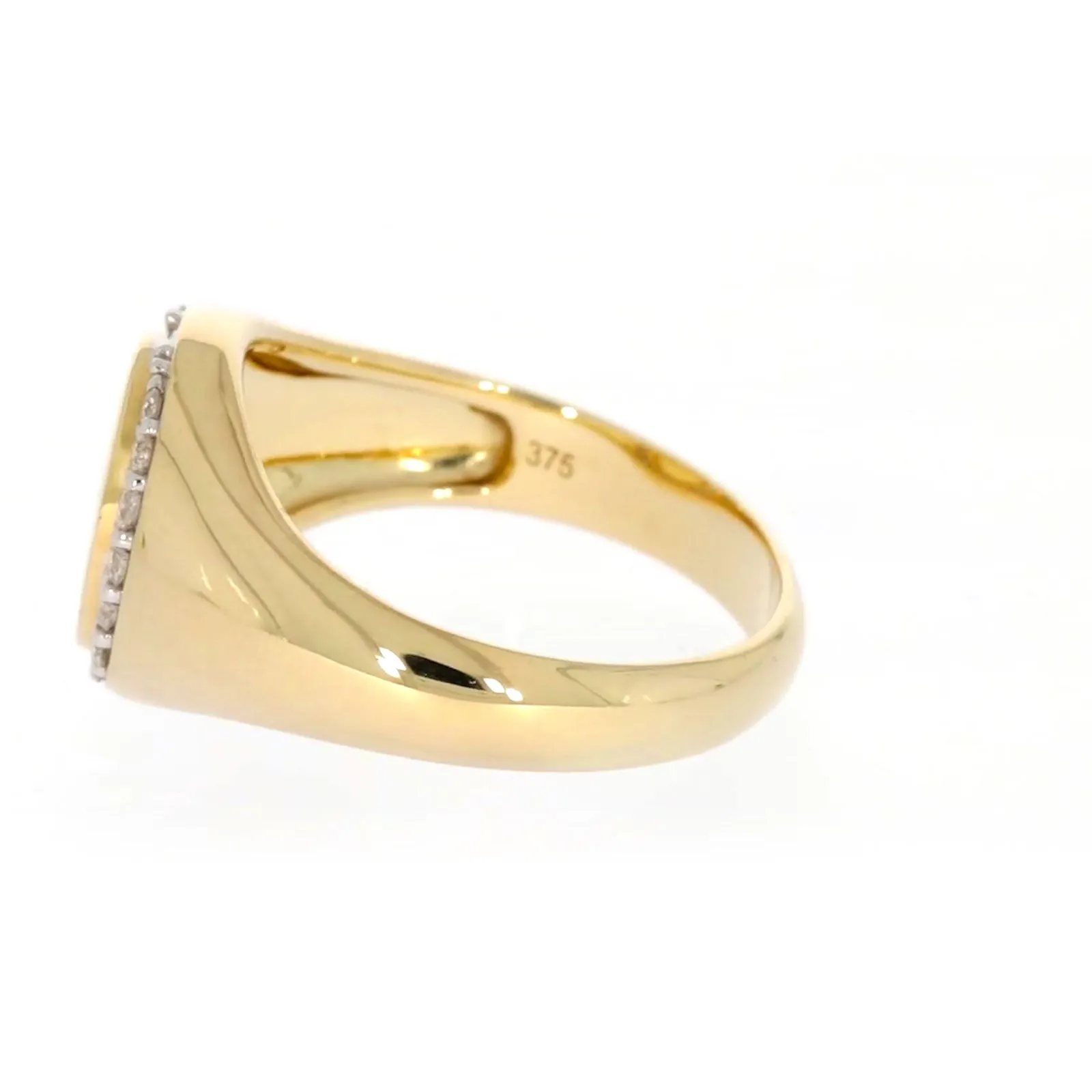 9ct Yellow Gold with 1/4 CARAT tw of Diamonds Halo Signet  Mens Ring