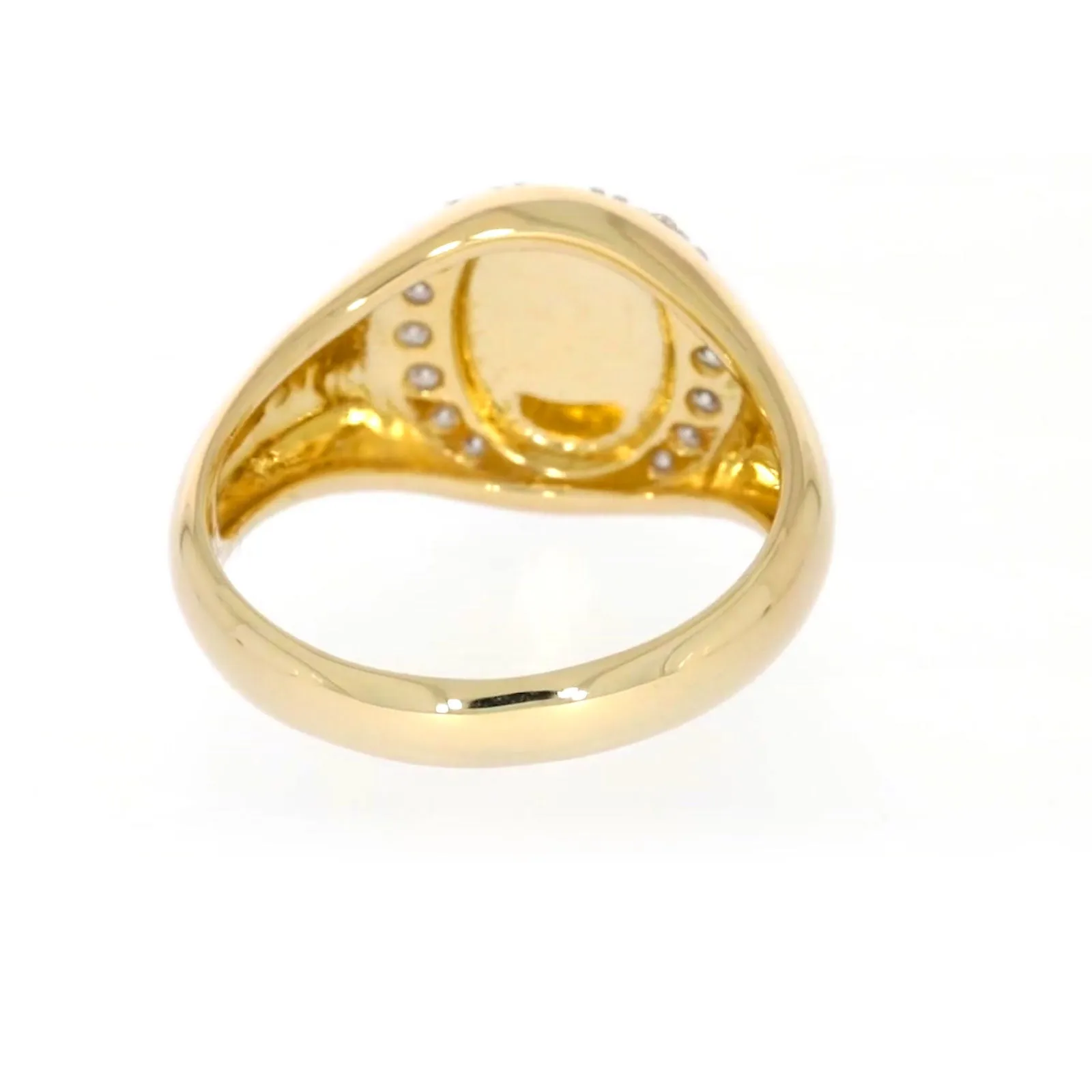 9ct Yellow Gold with 1/4 CARAT tw of Diamonds Halo Signet  Mens Ring