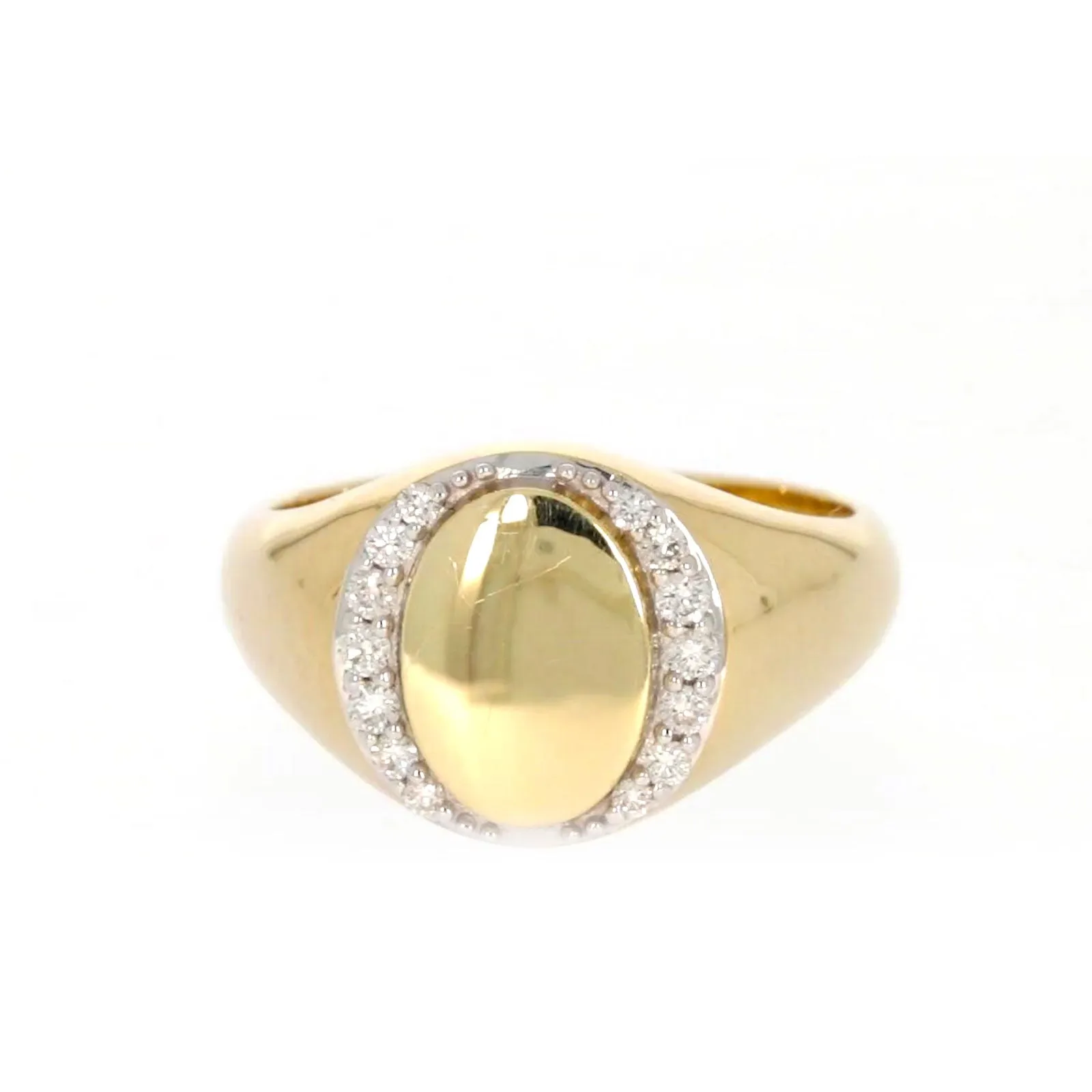 9ct Yellow Gold with 1/4 CARAT tw of Diamonds Halo Signet  Mens Ring