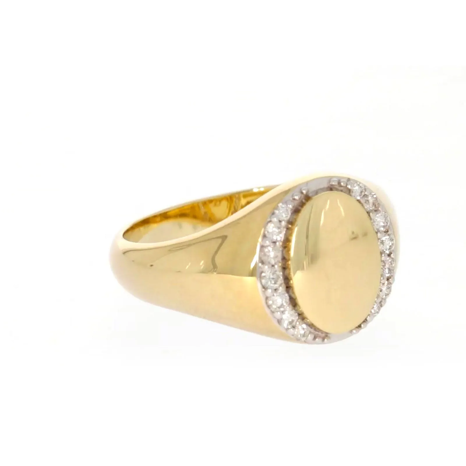 9ct Yellow Gold with 1/4 CARAT tw of Diamonds Halo Signet  Mens Ring