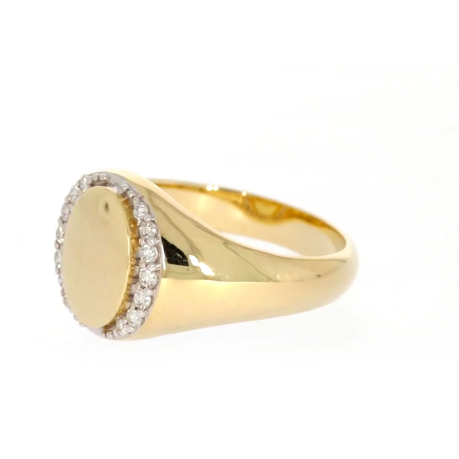 9ct Yellow Gold with 1/4 CARAT tw of Diamonds Halo Signet  Mens Ring