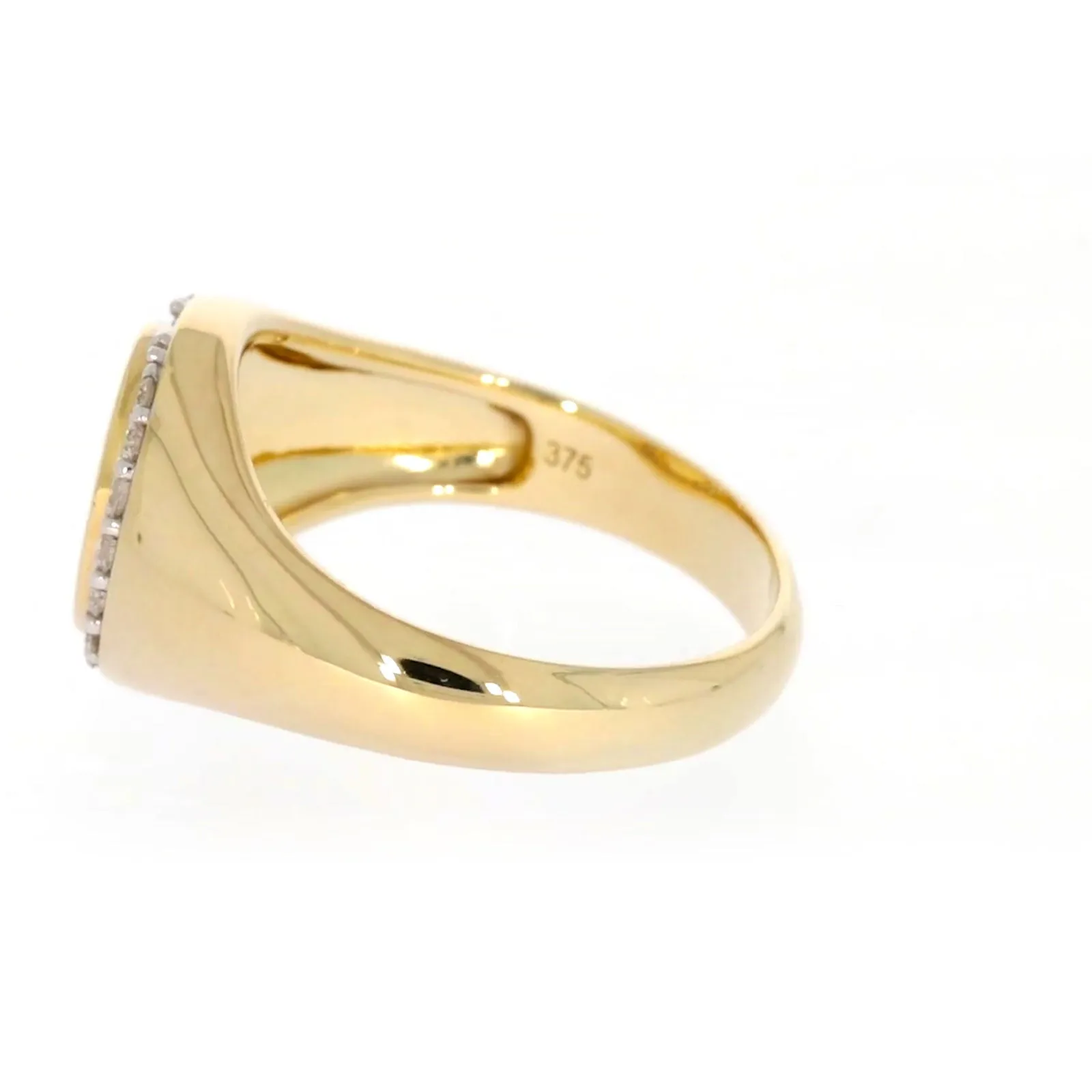 9ct Yellow Gold with 1/4 CARAT tw of Diamonds Halo Signet  Mens Ring