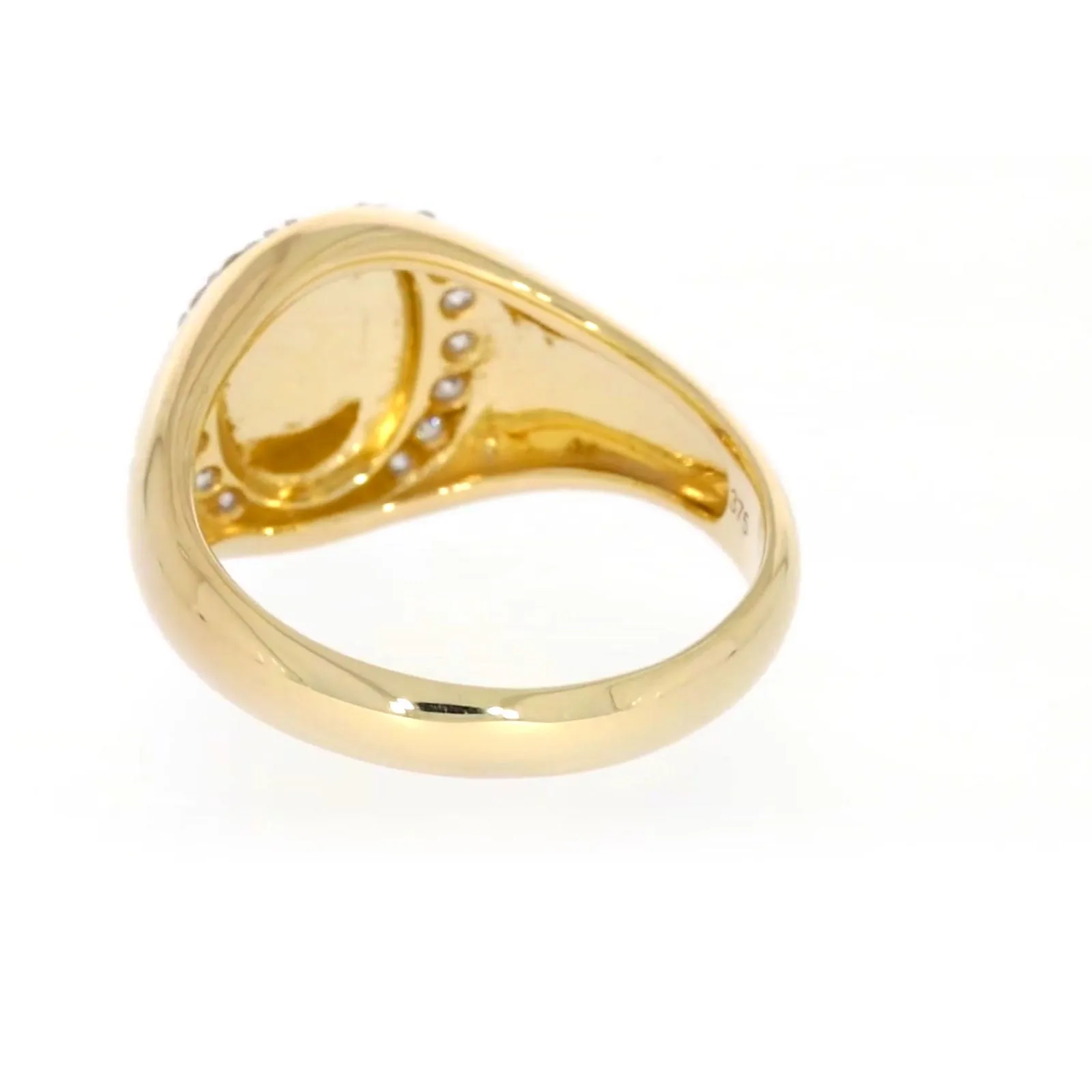 9ct Yellow Gold with 1/4 CARAT tw of Diamonds Halo Signet  Mens Ring