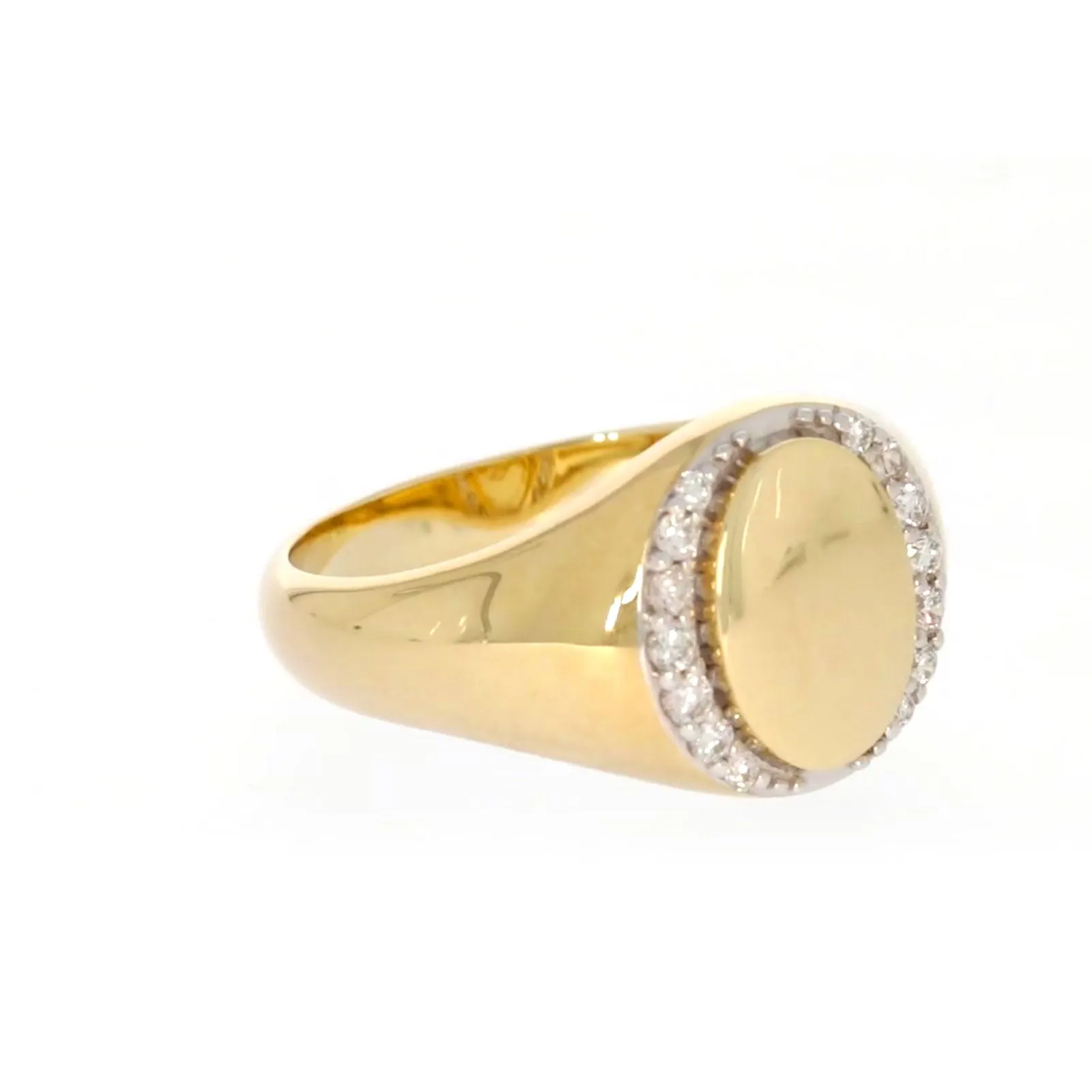 9ct Yellow Gold with 1/4 CARAT tw of Diamonds Halo Signet  Mens Ring