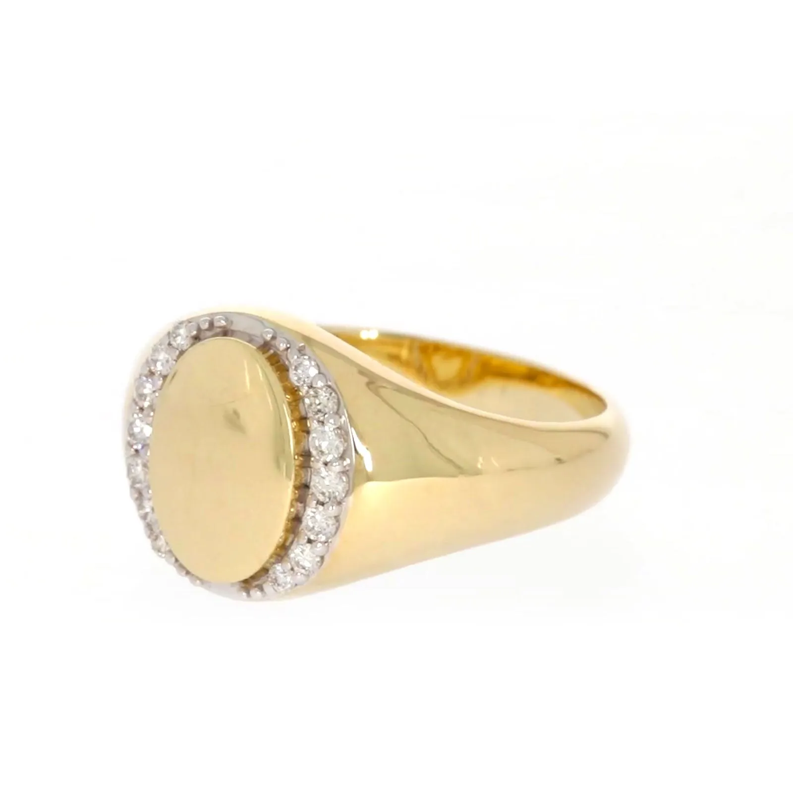 9ct Yellow Gold with 1/4 CARAT tw of Diamonds Halo Signet  Mens Ring