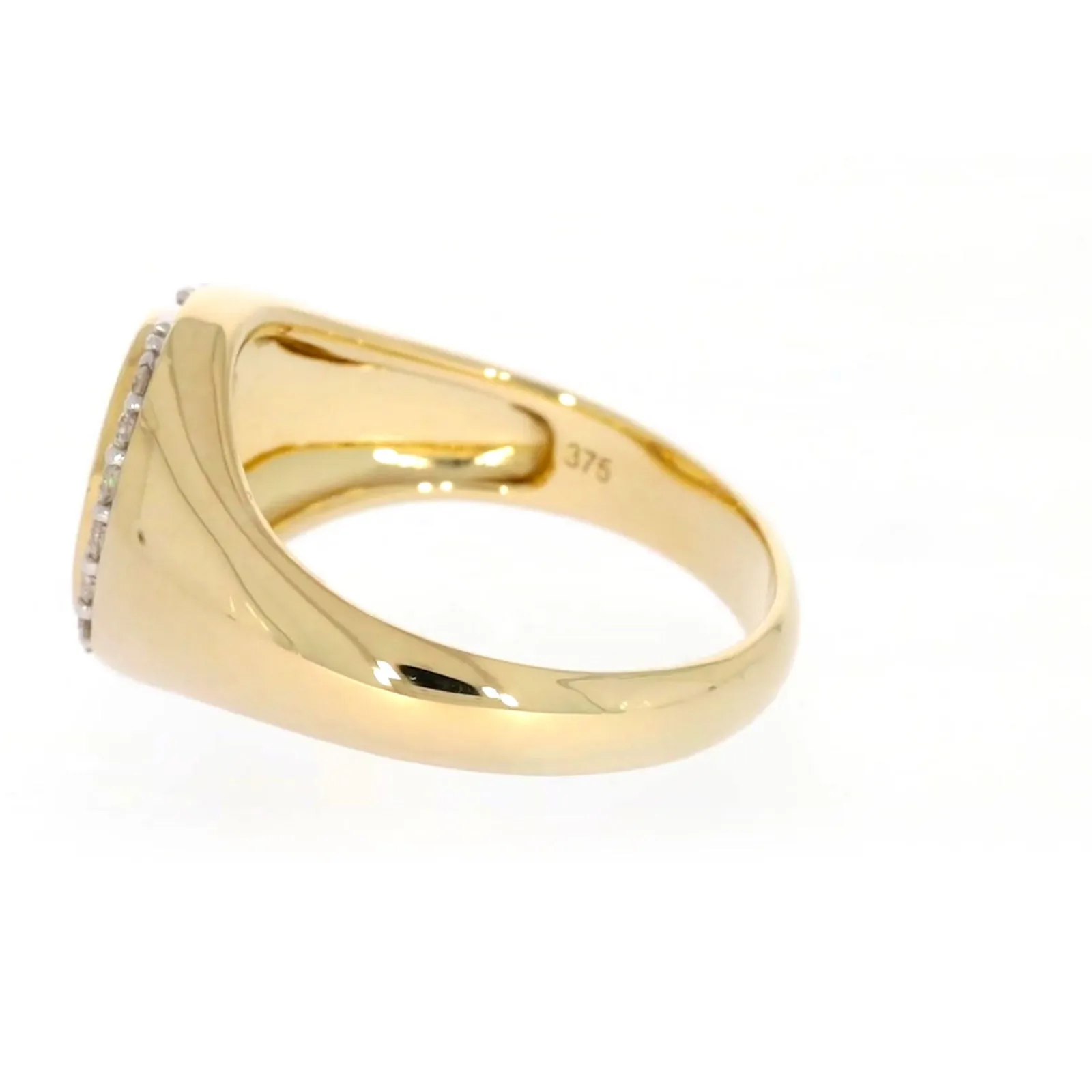 9ct Yellow Gold with 1/4 CARAT tw of Diamonds Halo Signet  Mens Ring