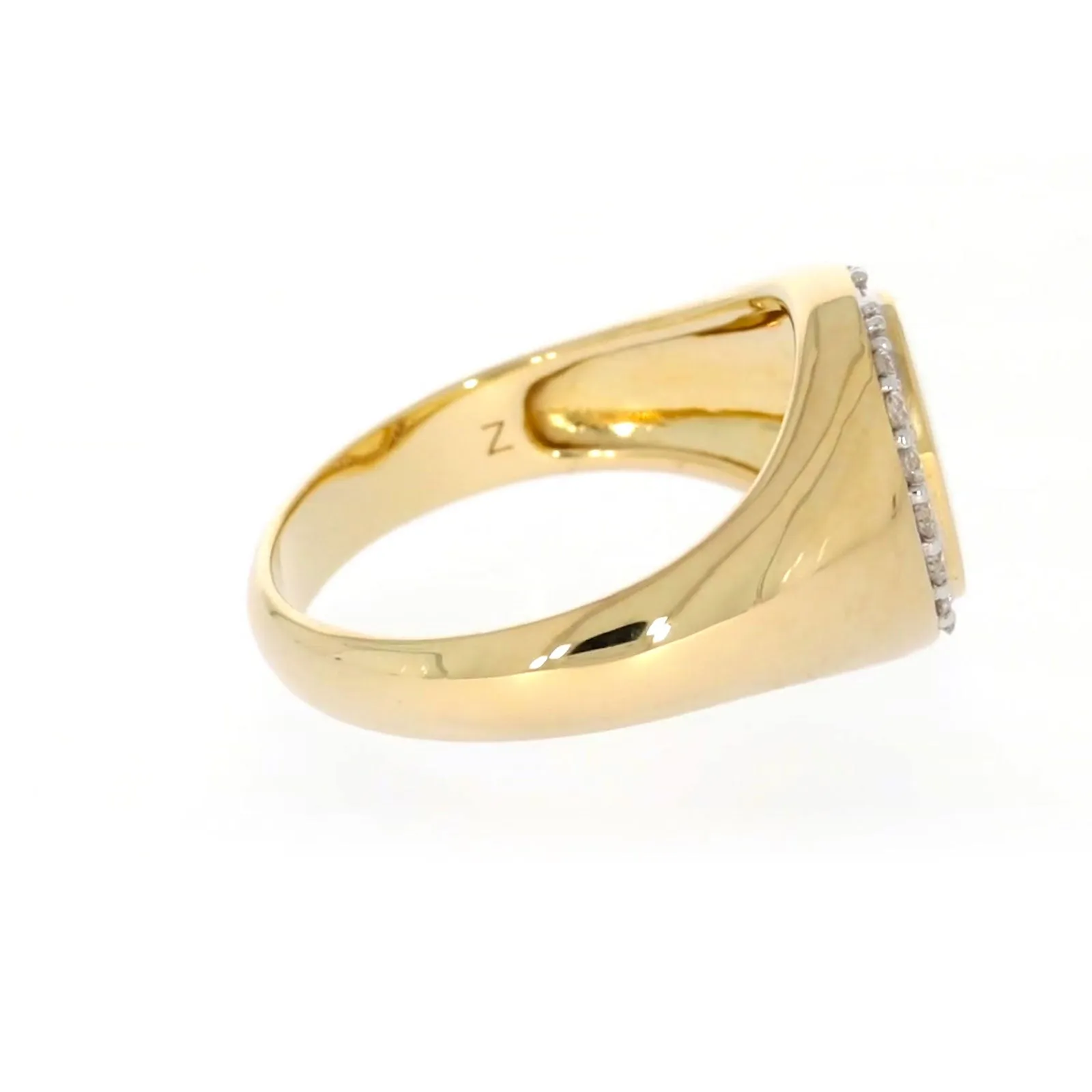 9ct Yellow Gold with 1/4 CARAT tw of Diamonds Halo Signet  Mens Ring