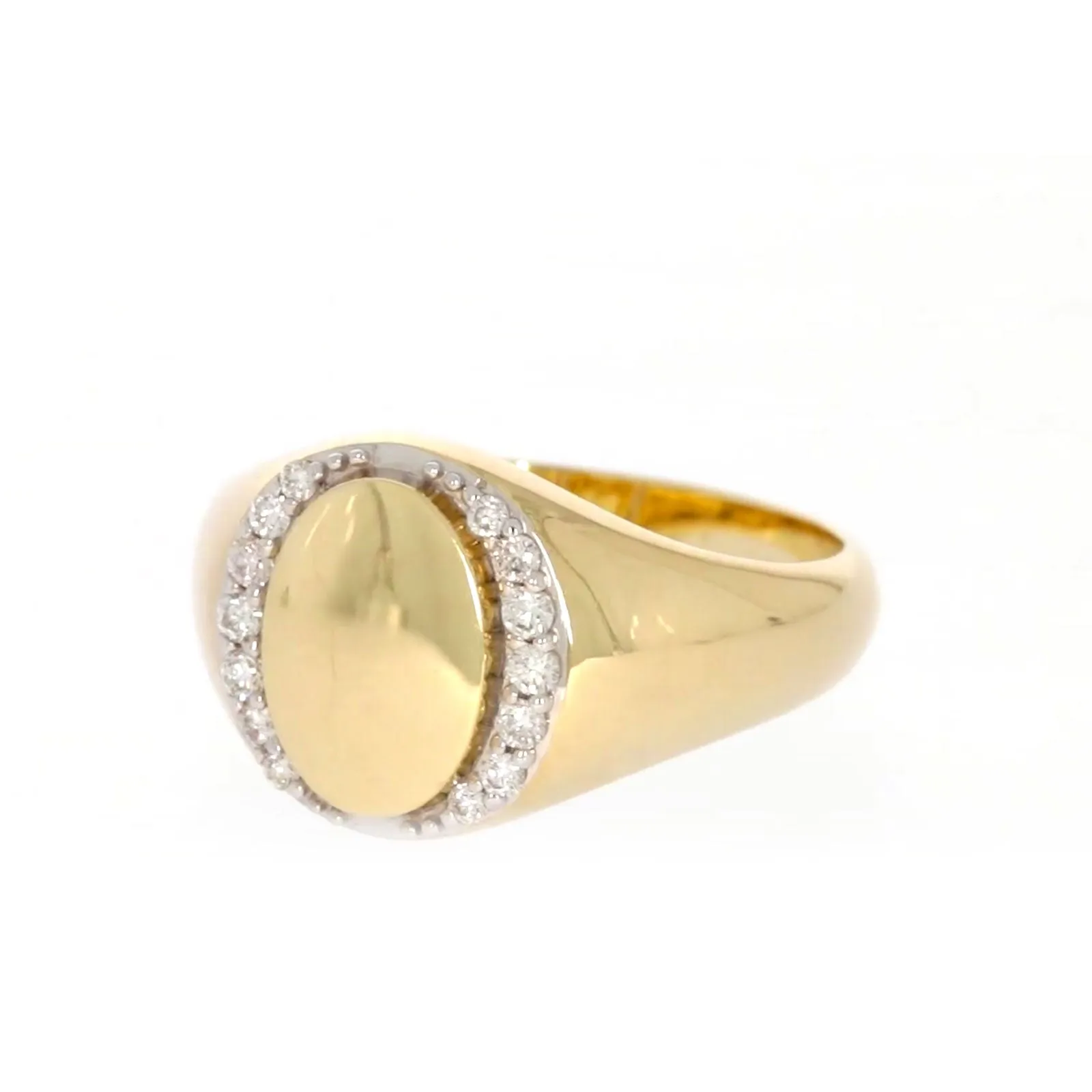 9ct Yellow Gold with 1/4 CARAT tw of Diamonds Halo Signet  Mens Ring