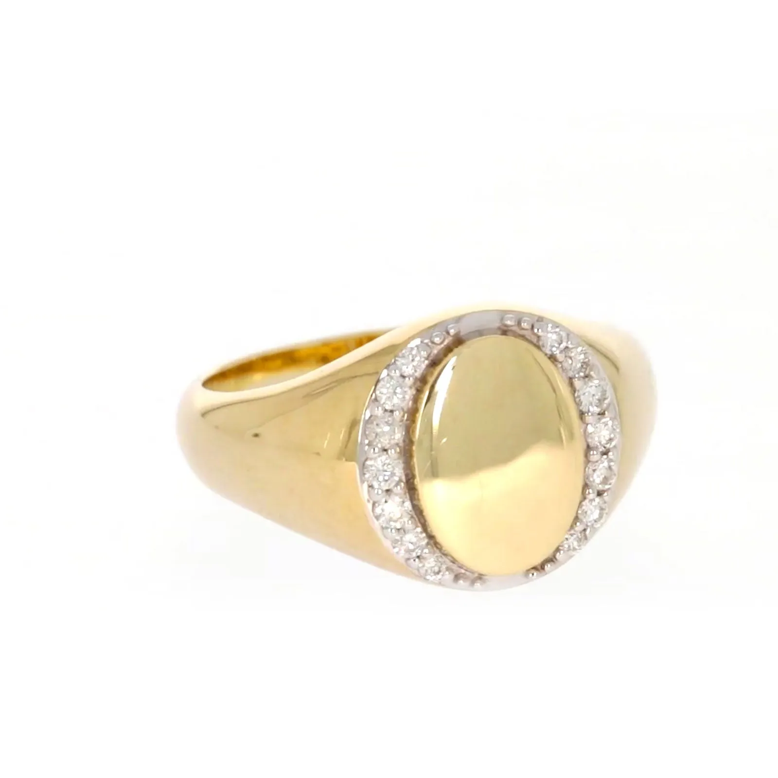 9ct Yellow Gold with 1/4 CARAT tw of Diamonds Halo Signet  Mens Ring