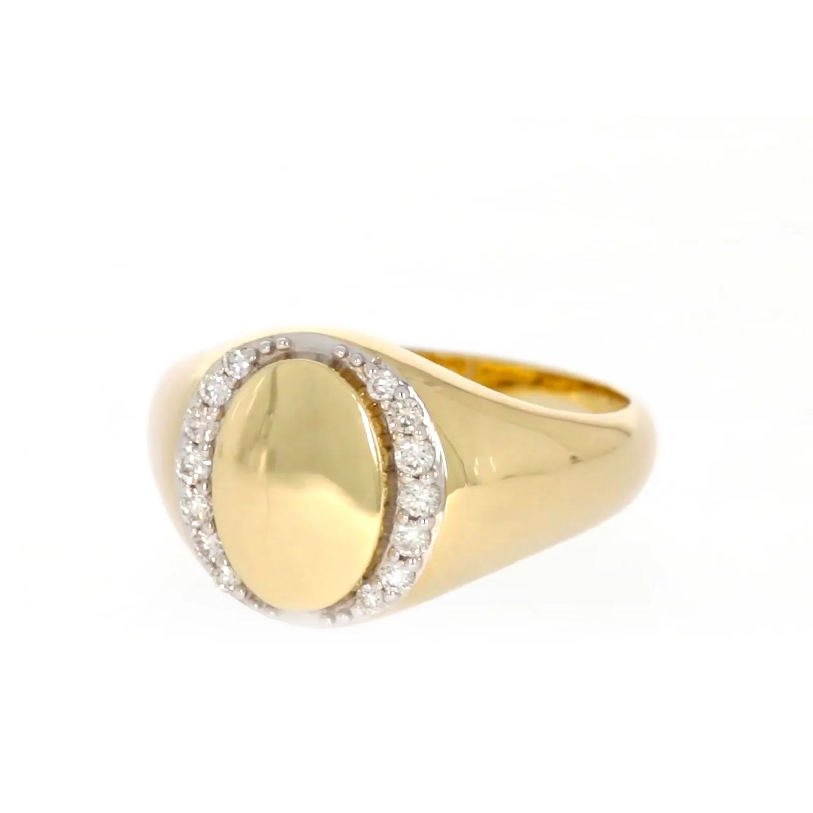 9ct Yellow Gold with 1/4 CARAT tw of Diamonds Halo Signet  Mens Ring