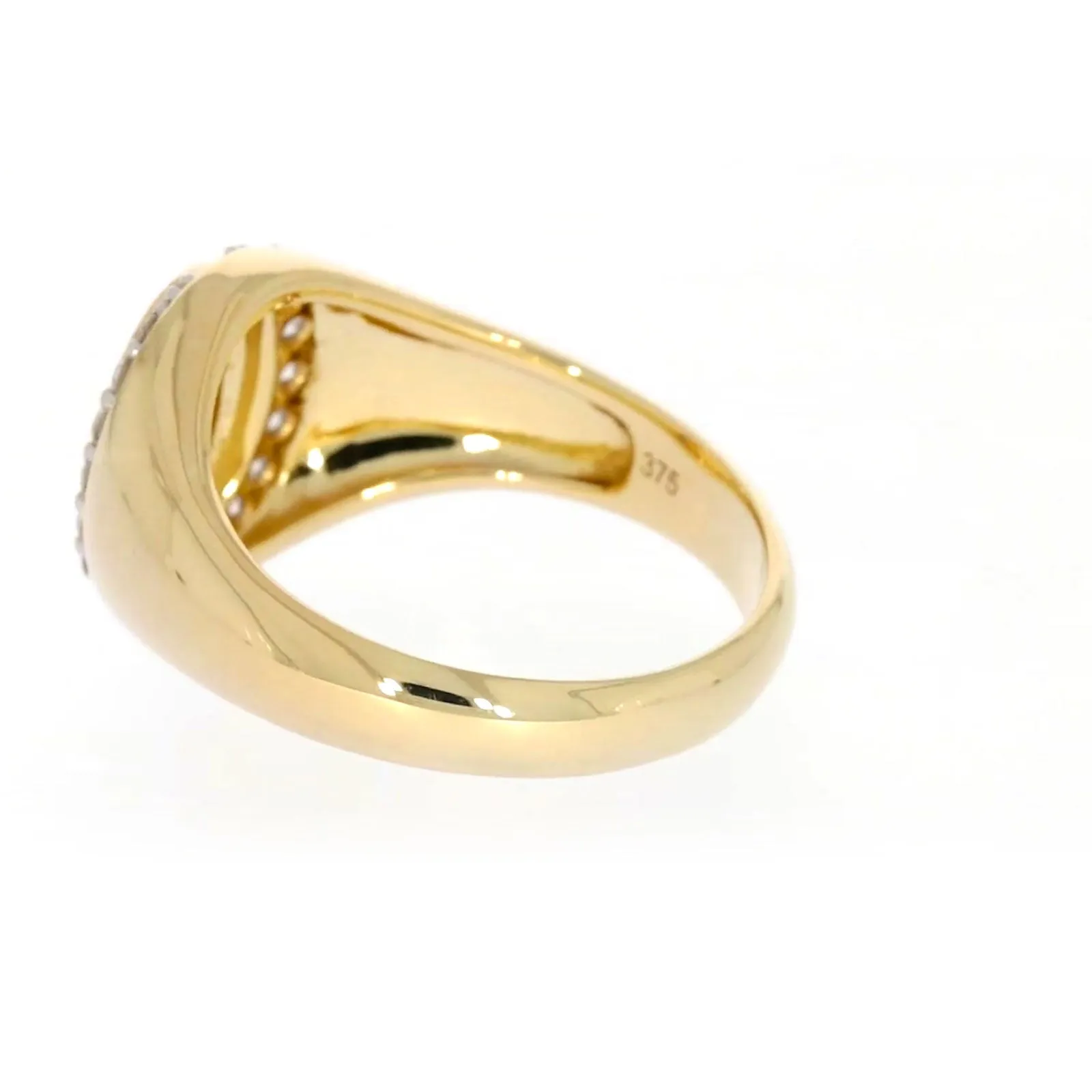 9ct Yellow Gold with 1/4 CARAT tw of Diamonds Halo Signet  Mens Ring