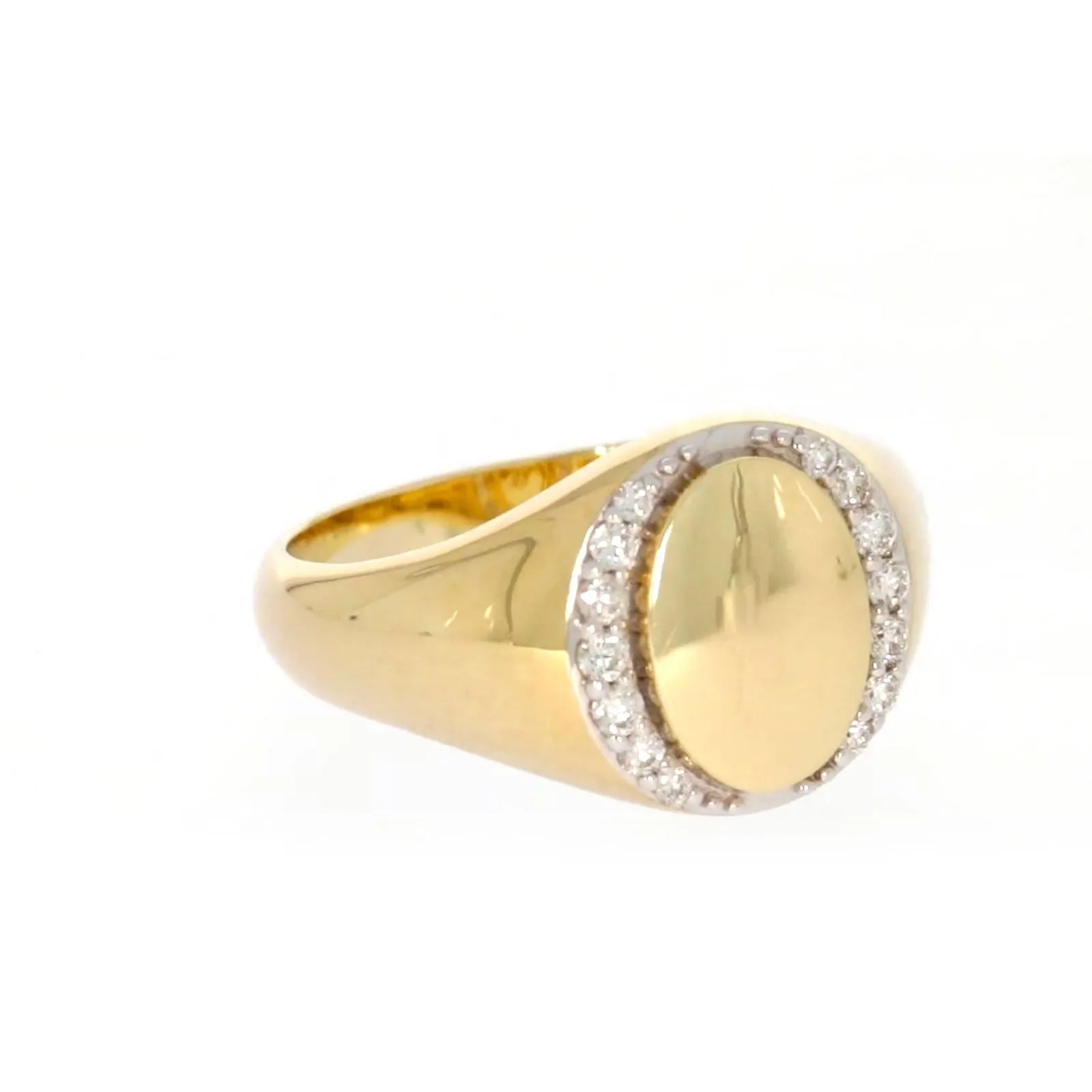 9ct Yellow Gold with 1/4 CARAT tw of Diamonds Halo Signet  Mens Ring