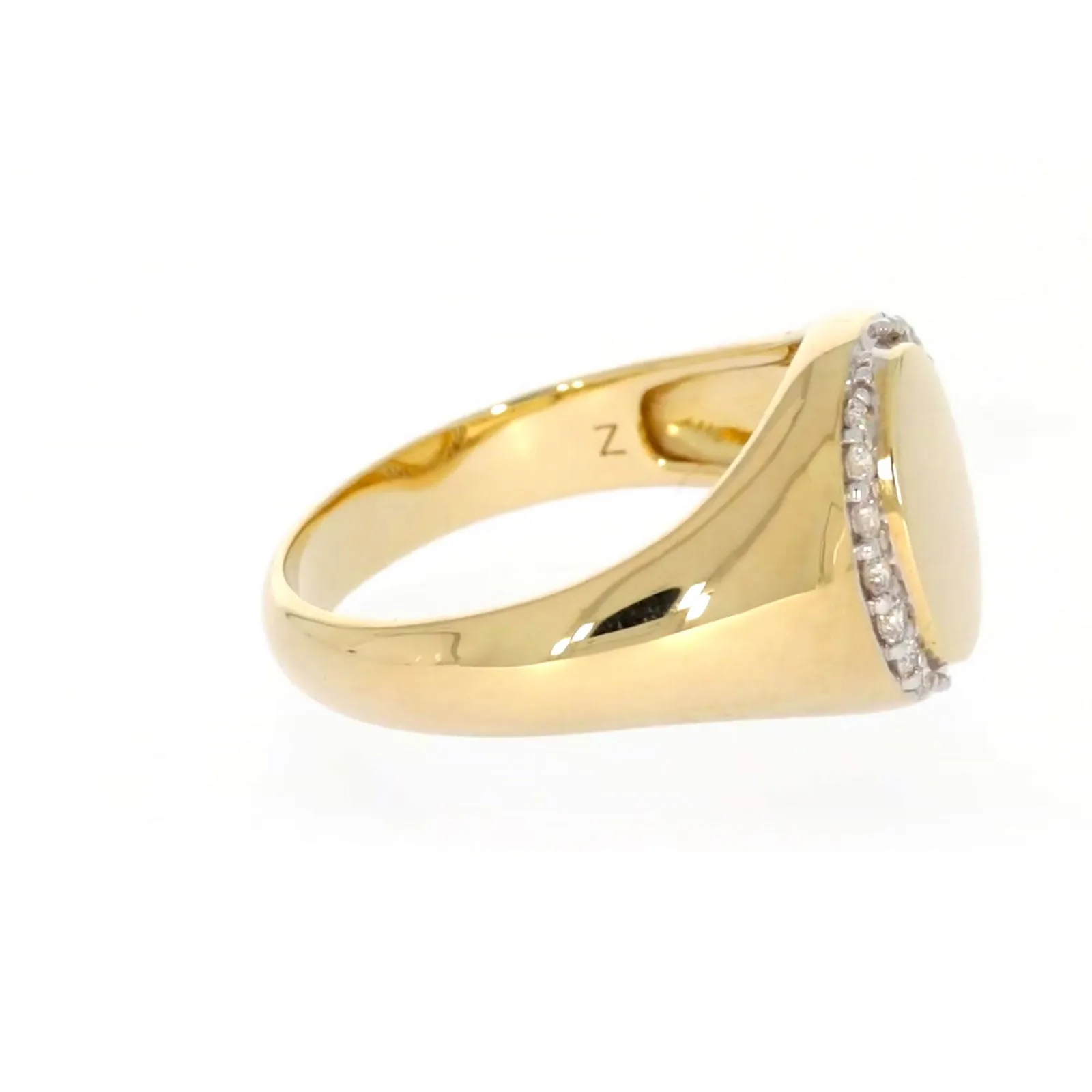 9ct Yellow Gold with 1/4 CARAT tw of Diamonds Halo Signet  Mens Ring