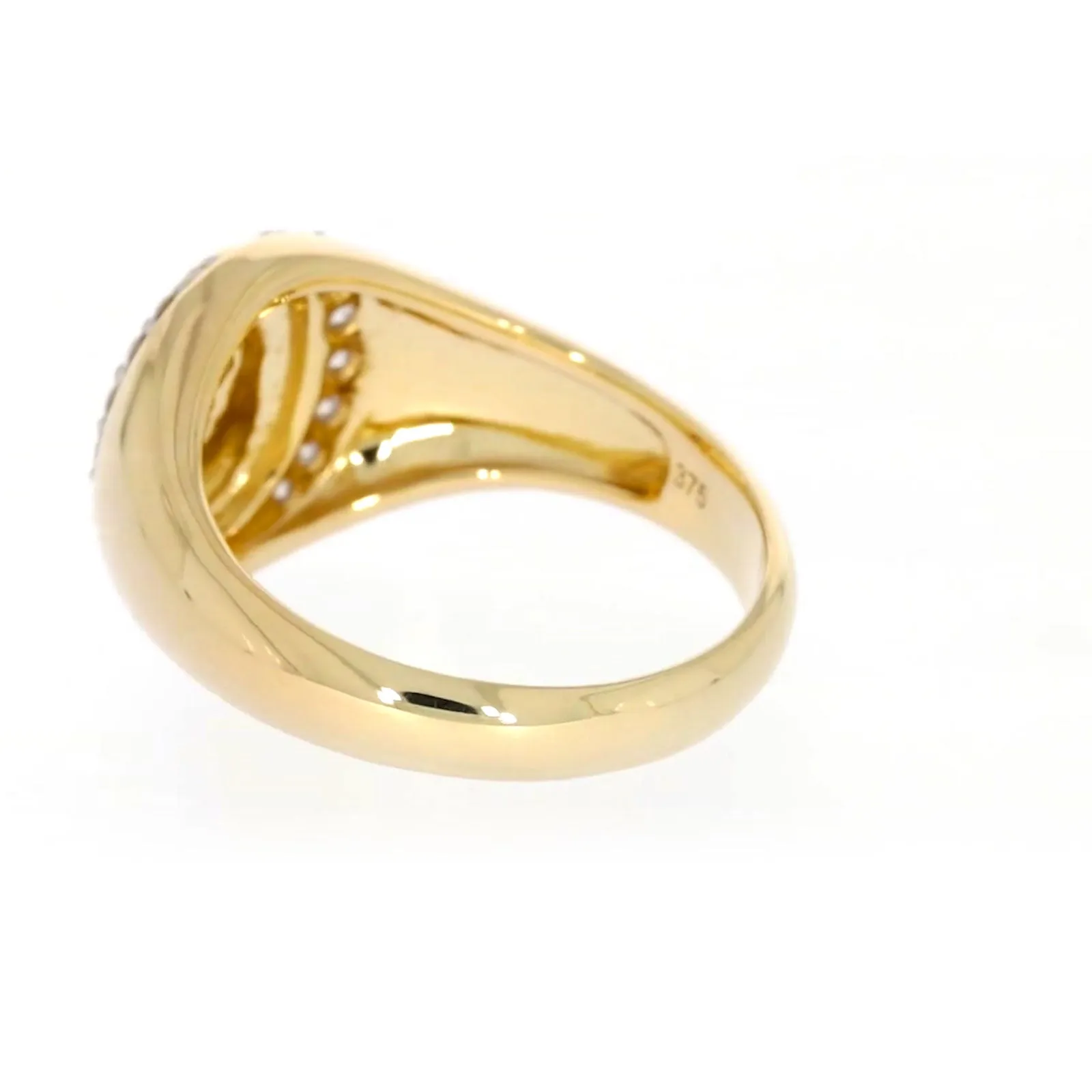 9ct Yellow Gold with 1/4 CARAT tw of Diamonds Halo Signet  Mens Ring