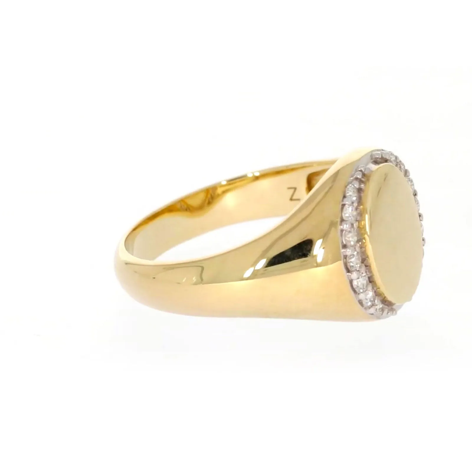 9ct Yellow Gold with 1/4 CARAT tw of Diamonds Halo Signet  Mens Ring