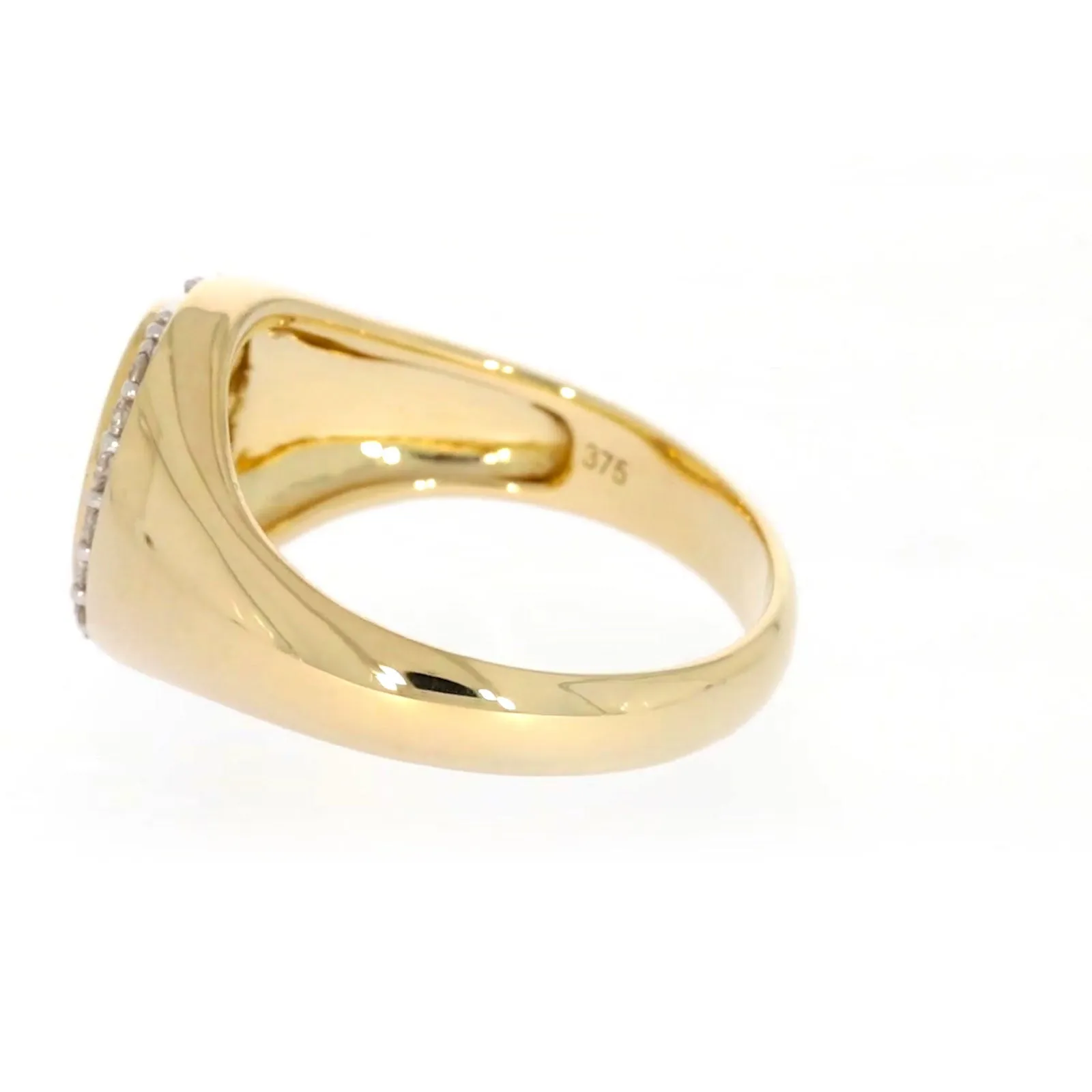 9ct Yellow Gold with 1/4 CARAT tw of Diamonds Halo Signet  Mens Ring