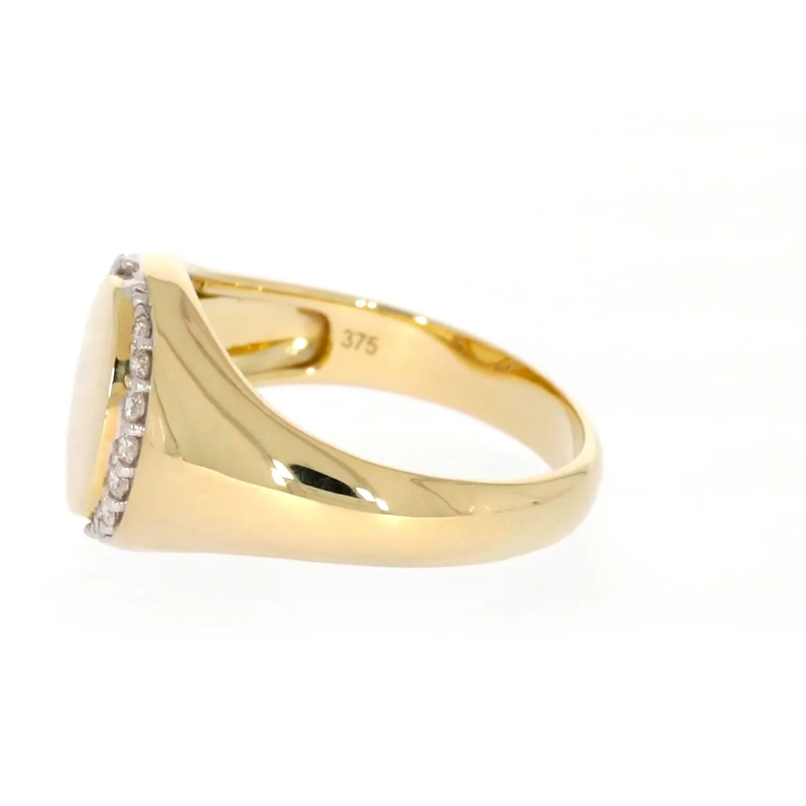 9ct Yellow Gold with 1/4 CARAT tw of Diamonds Halo Signet  Mens Ring