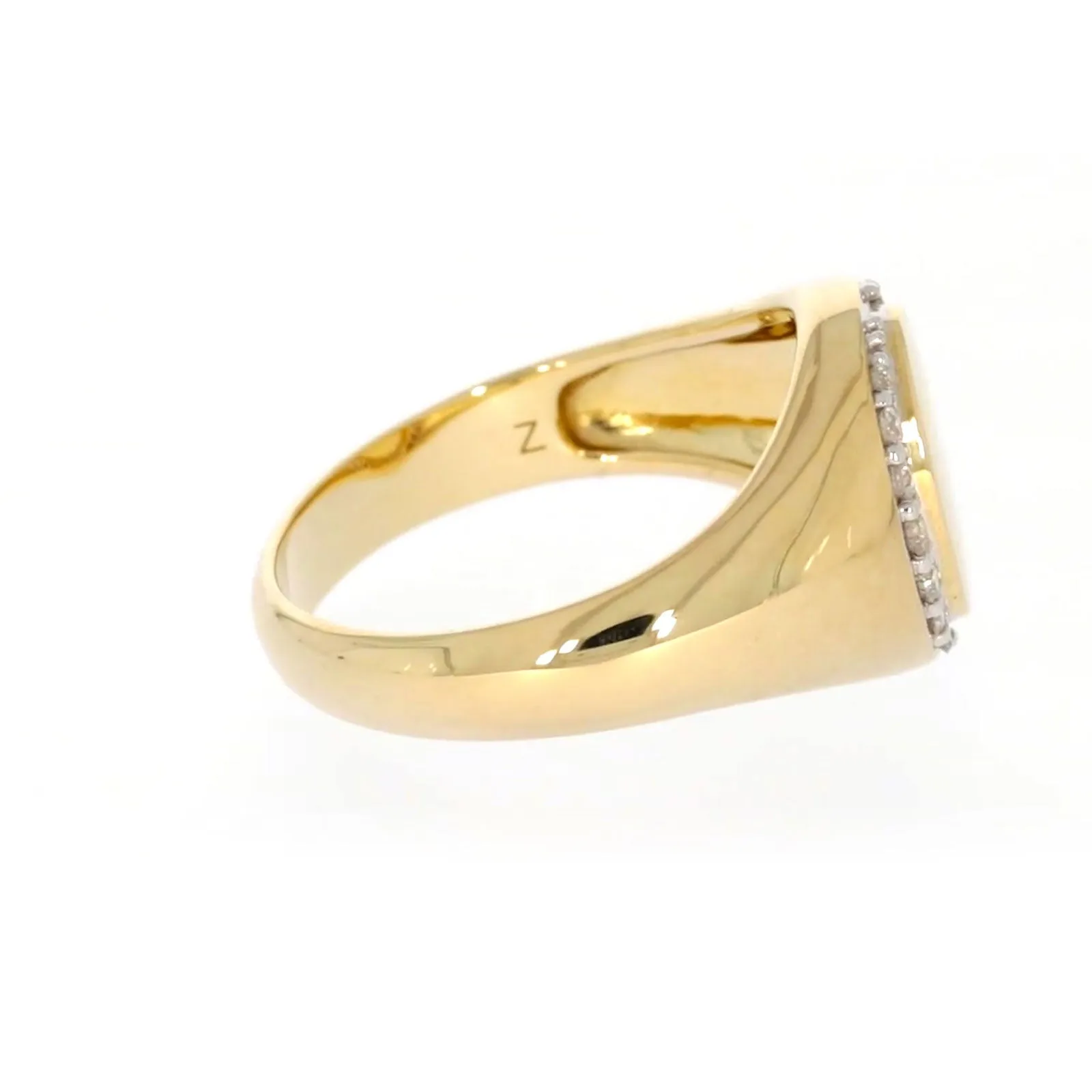 9ct Yellow Gold with 1/4 CARAT tw of Diamonds Halo Signet  Mens Ring