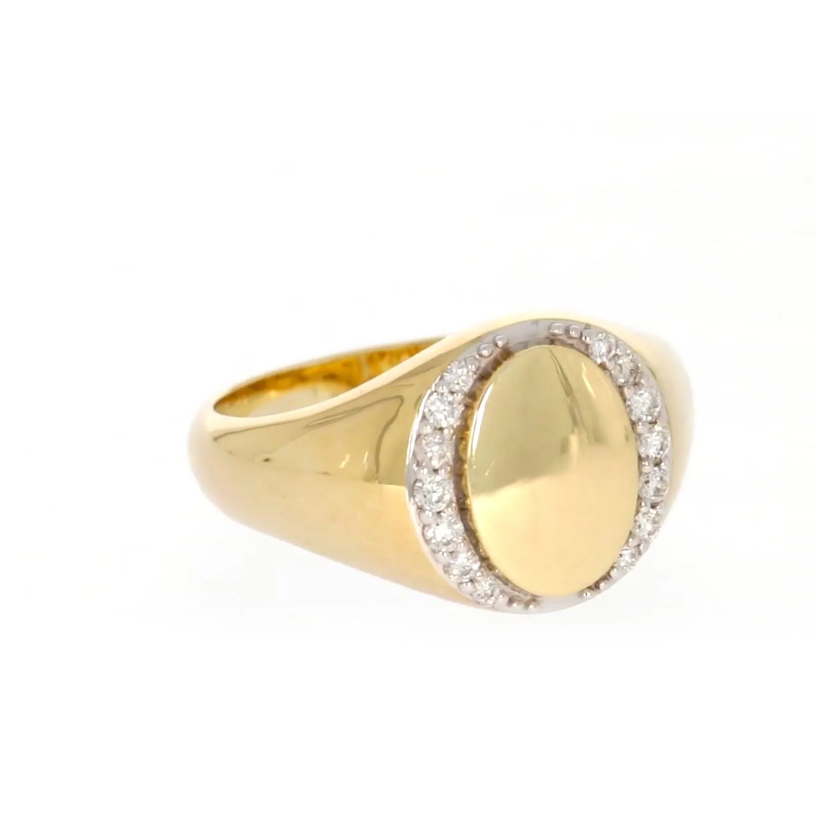 9ct Yellow Gold with 1/4 CARAT tw of Diamonds Halo Signet  Mens Ring