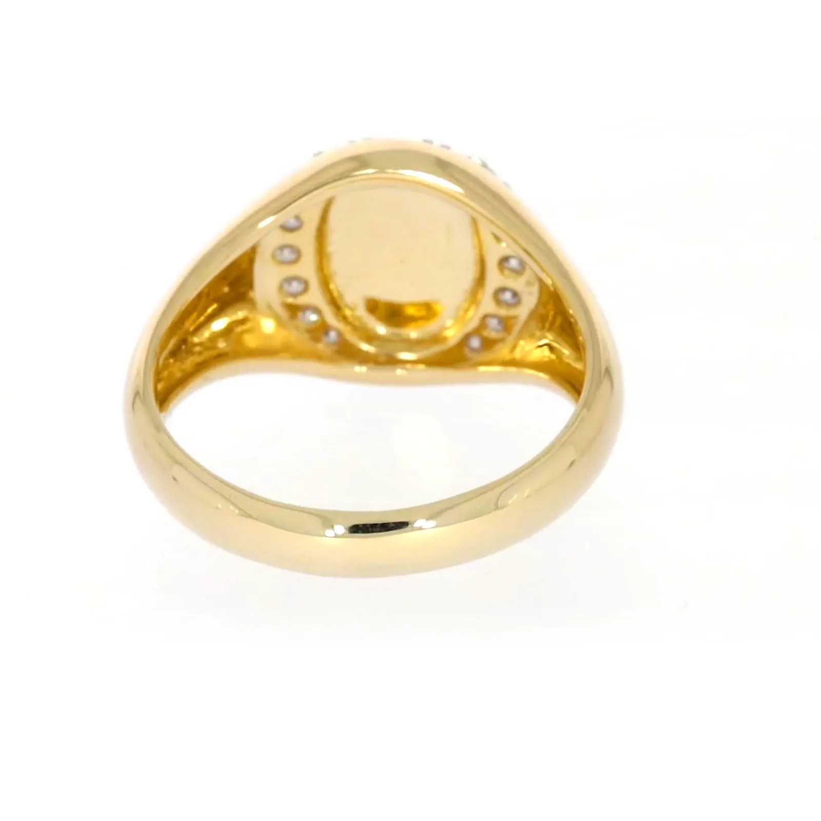 9ct Yellow Gold with 1/4 CARAT tw of Diamonds Halo Signet  Mens Ring