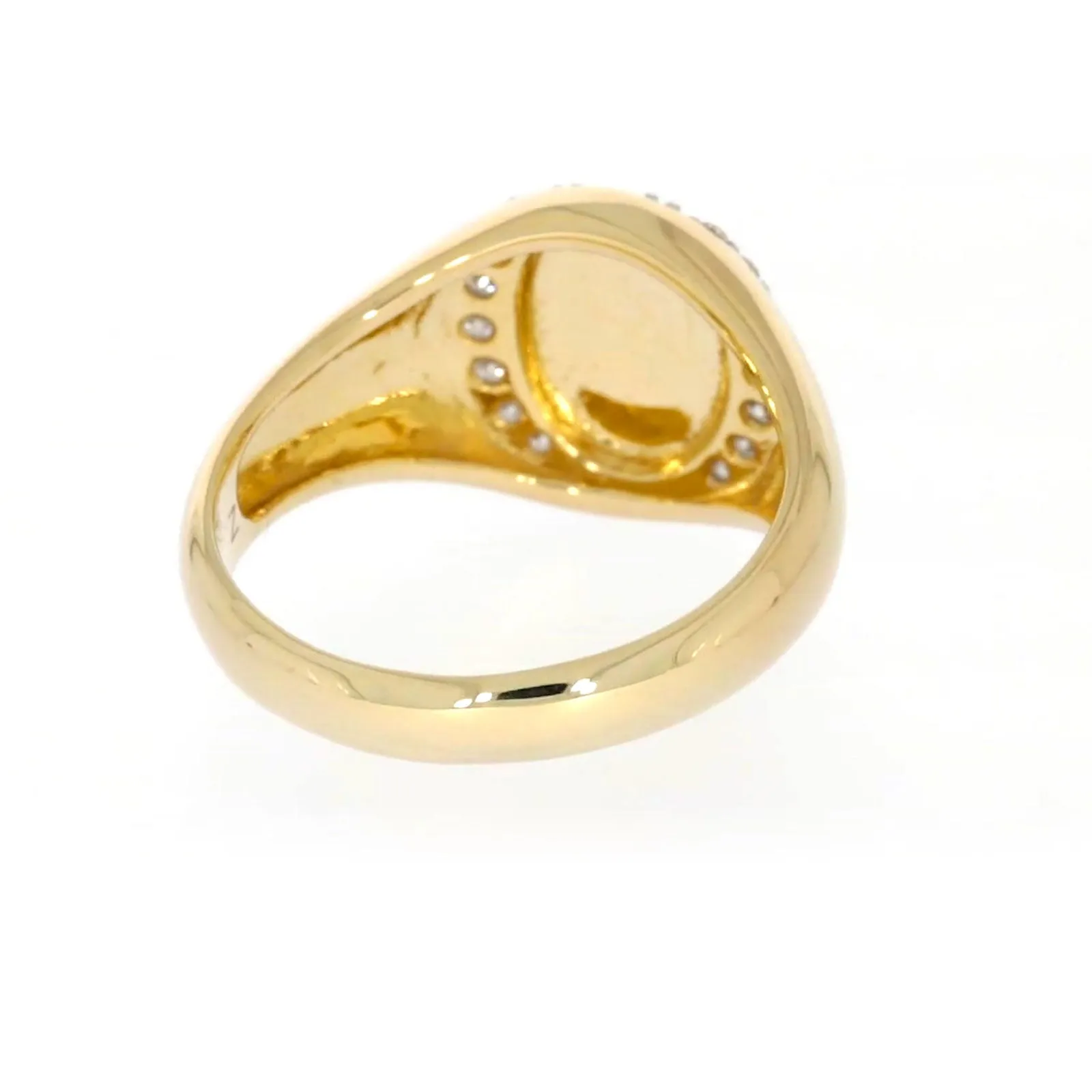 9ct Yellow Gold with 1/4 CARAT tw of Diamonds Halo Signet  Mens Ring