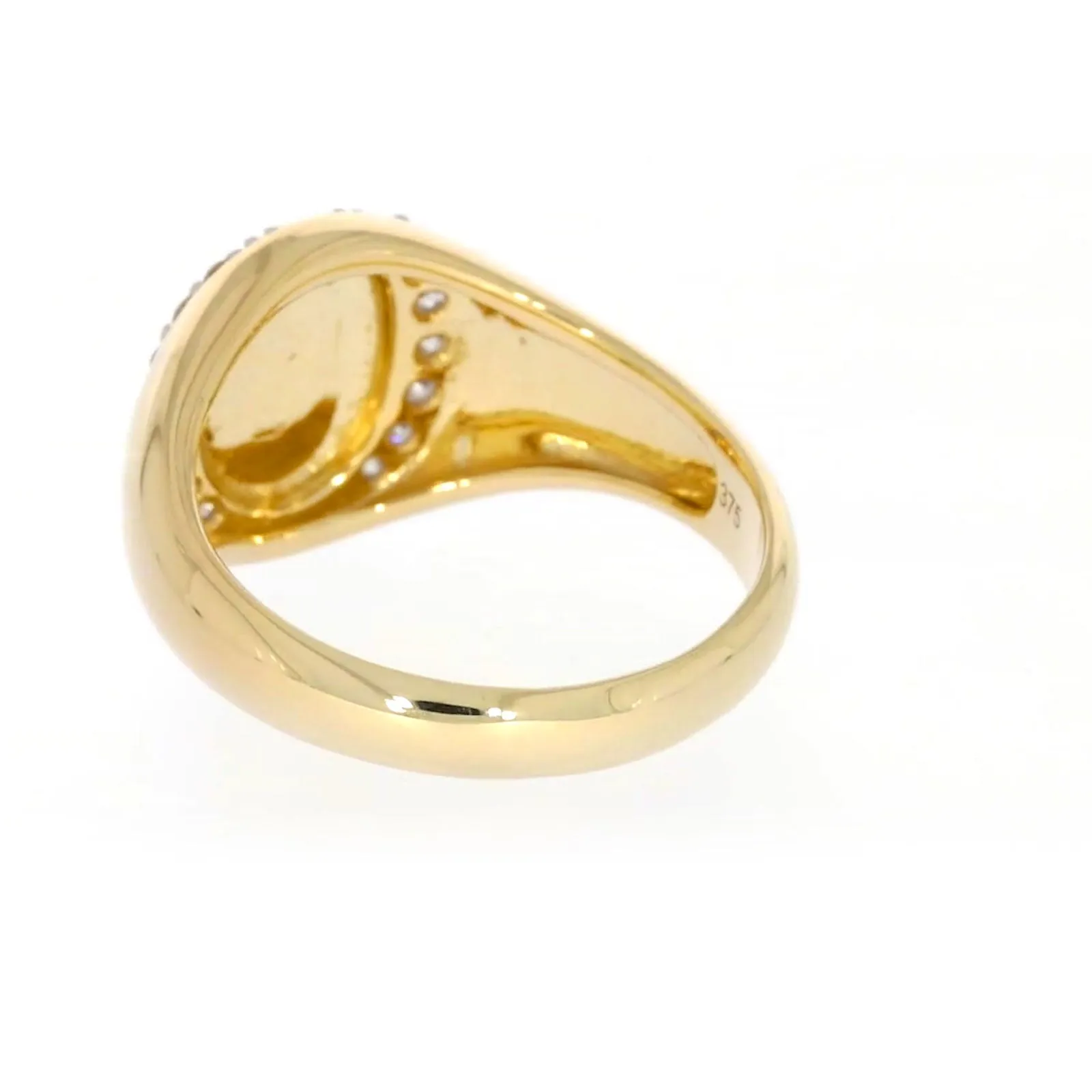 9ct Yellow Gold with 1/4 CARAT tw of Diamonds Halo Signet  Mens Ring