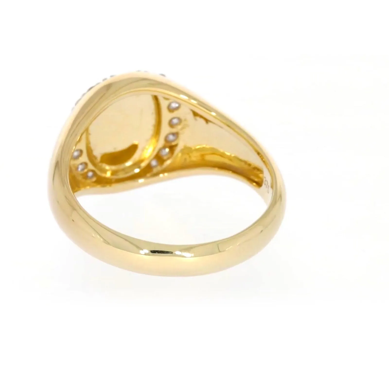 9ct Yellow Gold with 1/4 CARAT tw of Diamonds Halo Signet  Mens Ring