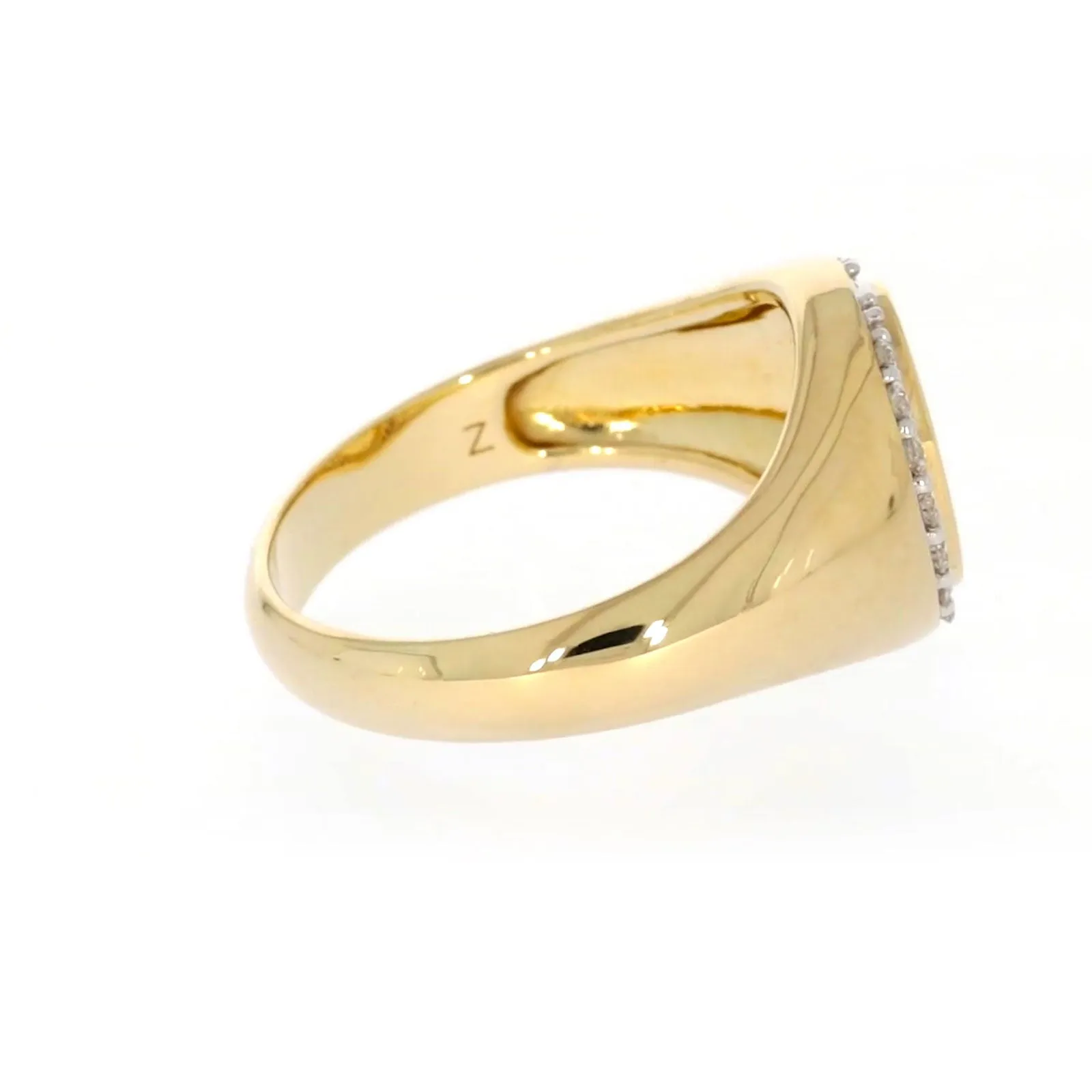 9ct Yellow Gold with 1/4 CARAT tw of Diamonds Halo Signet  Mens Ring