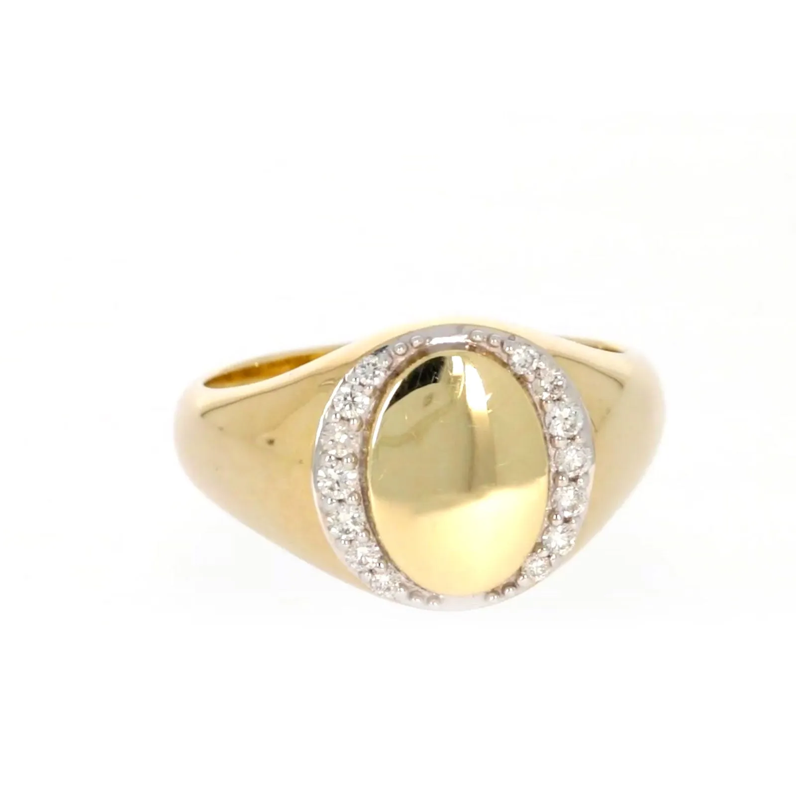 9ct Yellow Gold with 1/4 CARAT tw of Diamonds Halo Signet  Mens Ring