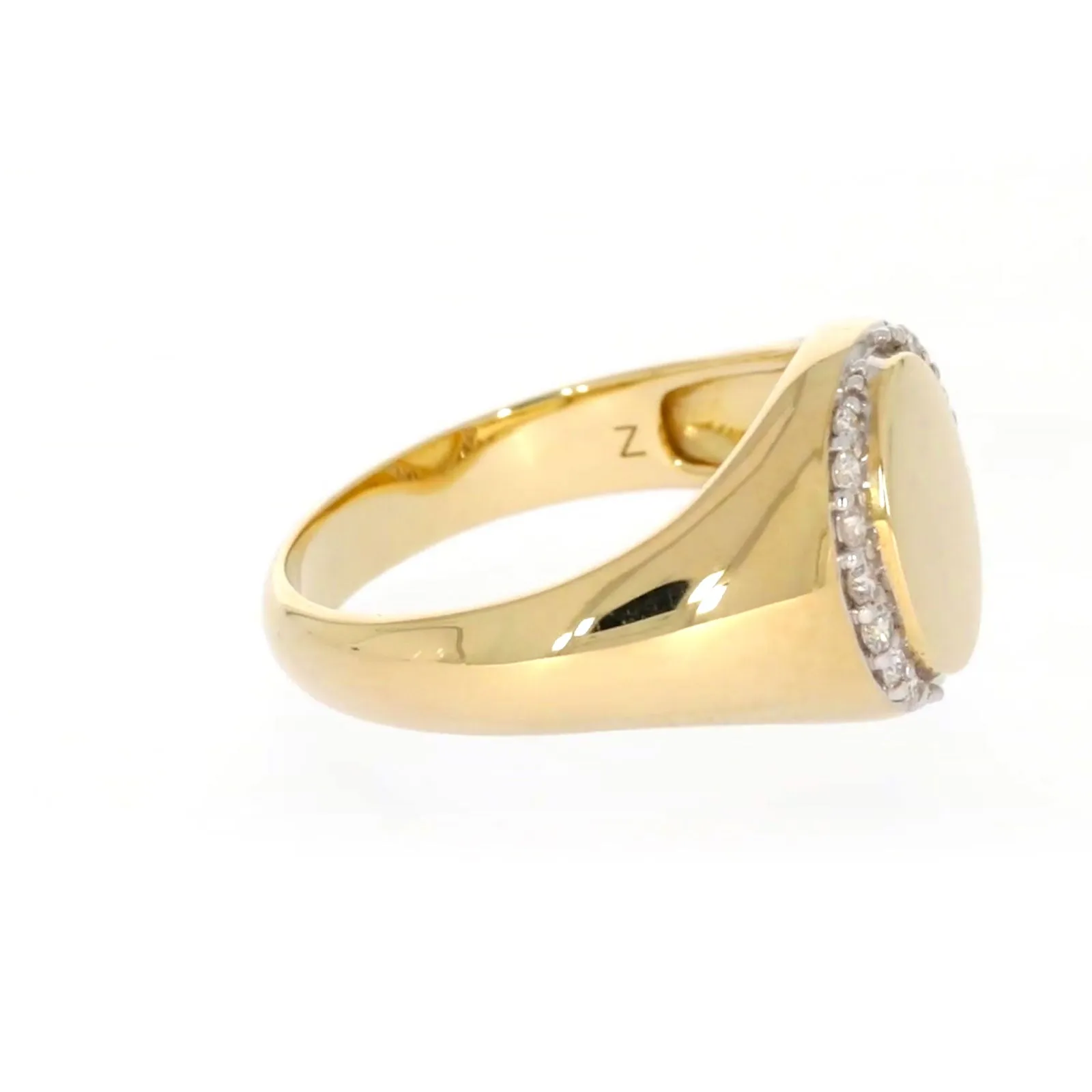 9ct Yellow Gold with 1/4 CARAT tw of Diamonds Halo Signet  Mens Ring