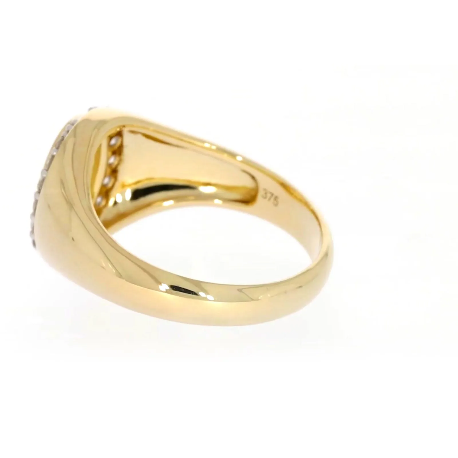 9ct Yellow Gold with 1/4 CARAT tw of Diamonds Halo Signet  Mens Ring