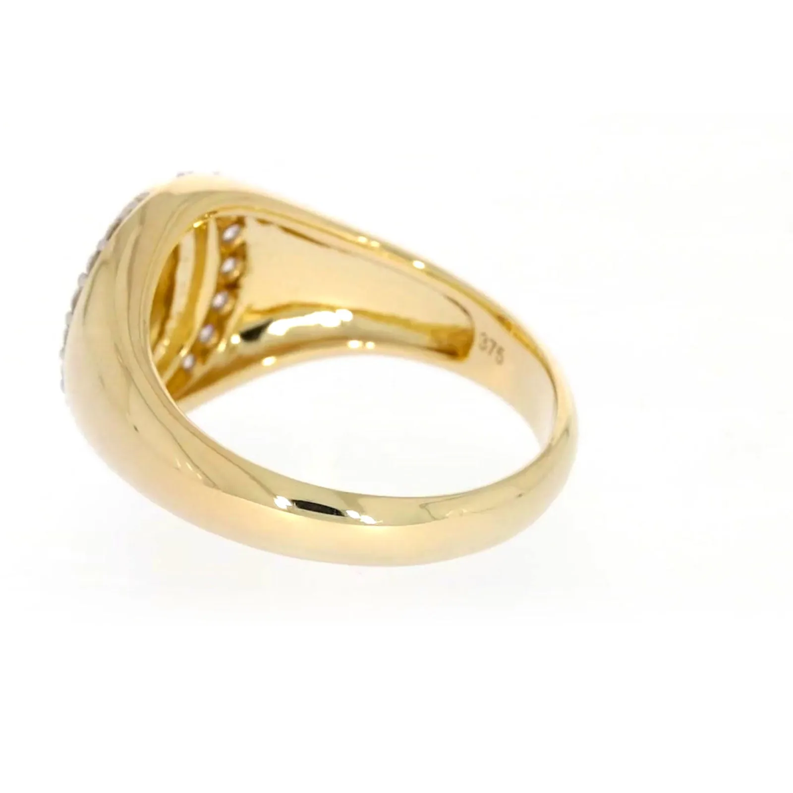 9ct Yellow Gold with 1/4 CARAT tw of Diamonds Halo Signet  Mens Ring