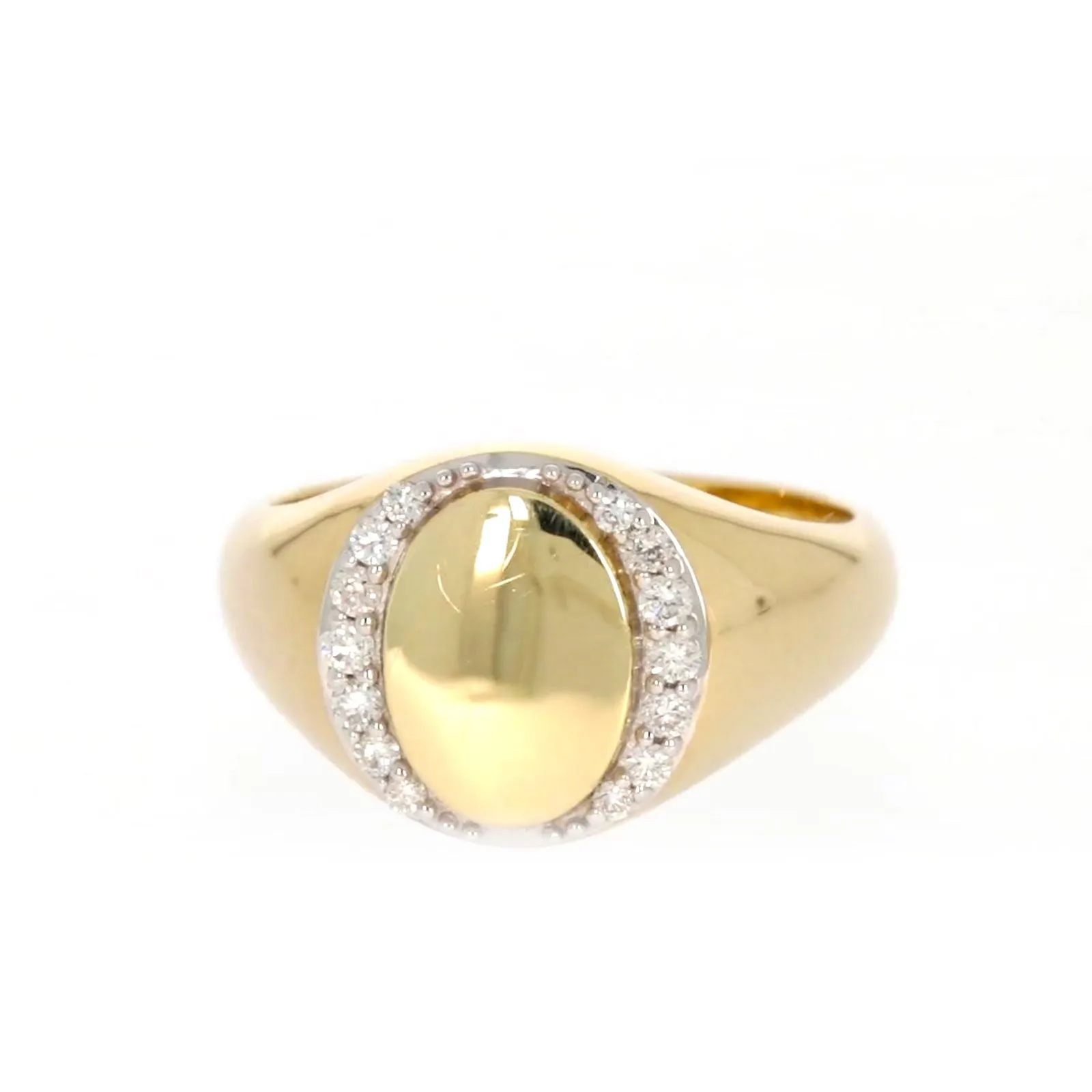 9ct Yellow Gold with 1/4 CARAT tw of Diamonds Halo Signet  Mens Ring