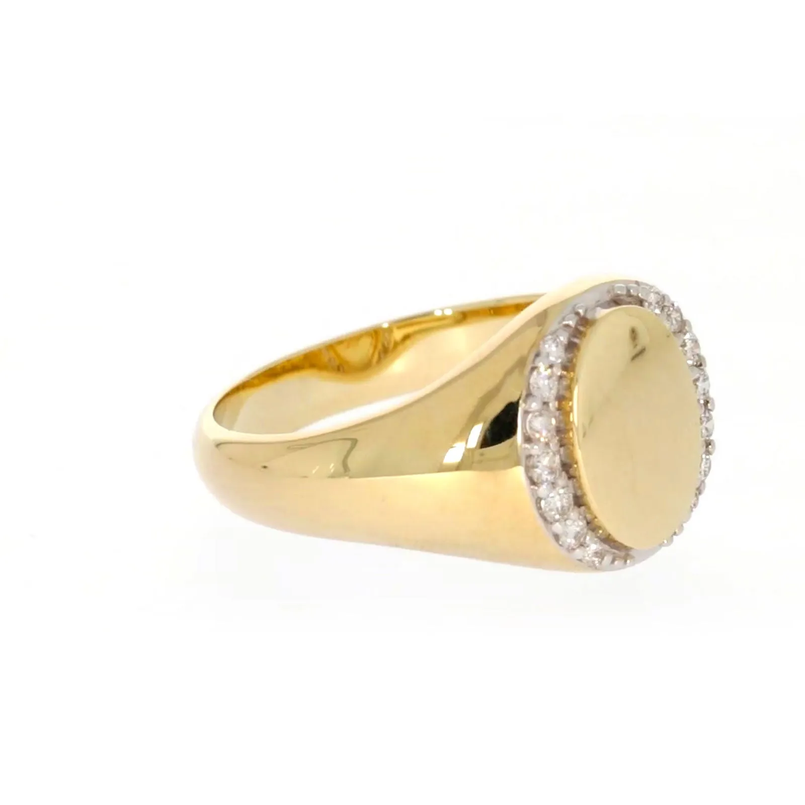 9ct Yellow Gold with 1/4 CARAT tw of Diamonds Halo Signet  Mens Ring