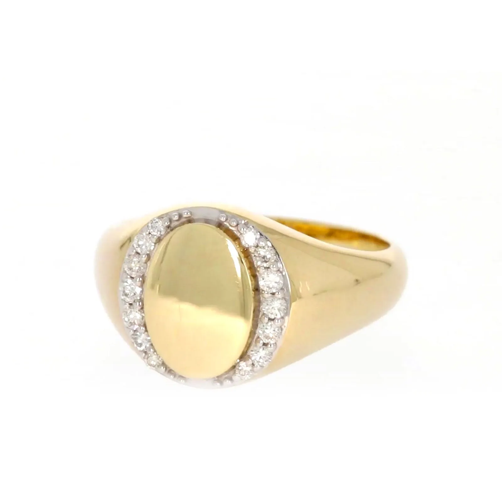 9ct Yellow Gold with 1/4 CARAT tw of Diamonds Halo Signet  Mens Ring