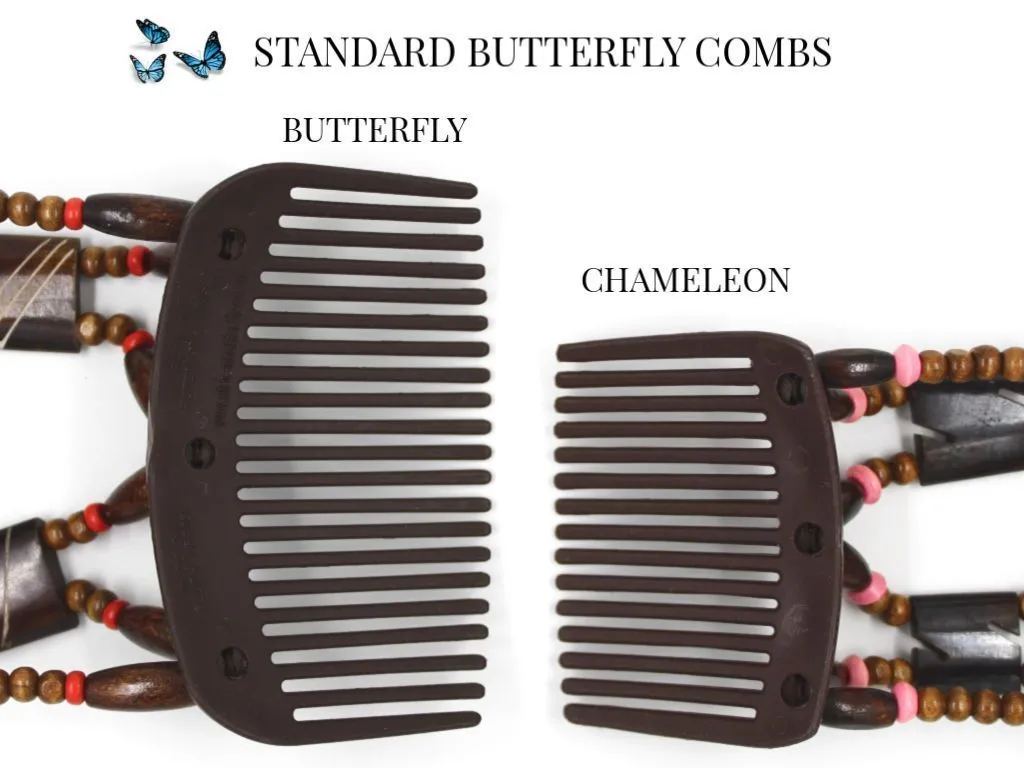 African Butterfly Chameleon Hair Comb - Ndebele Black 18