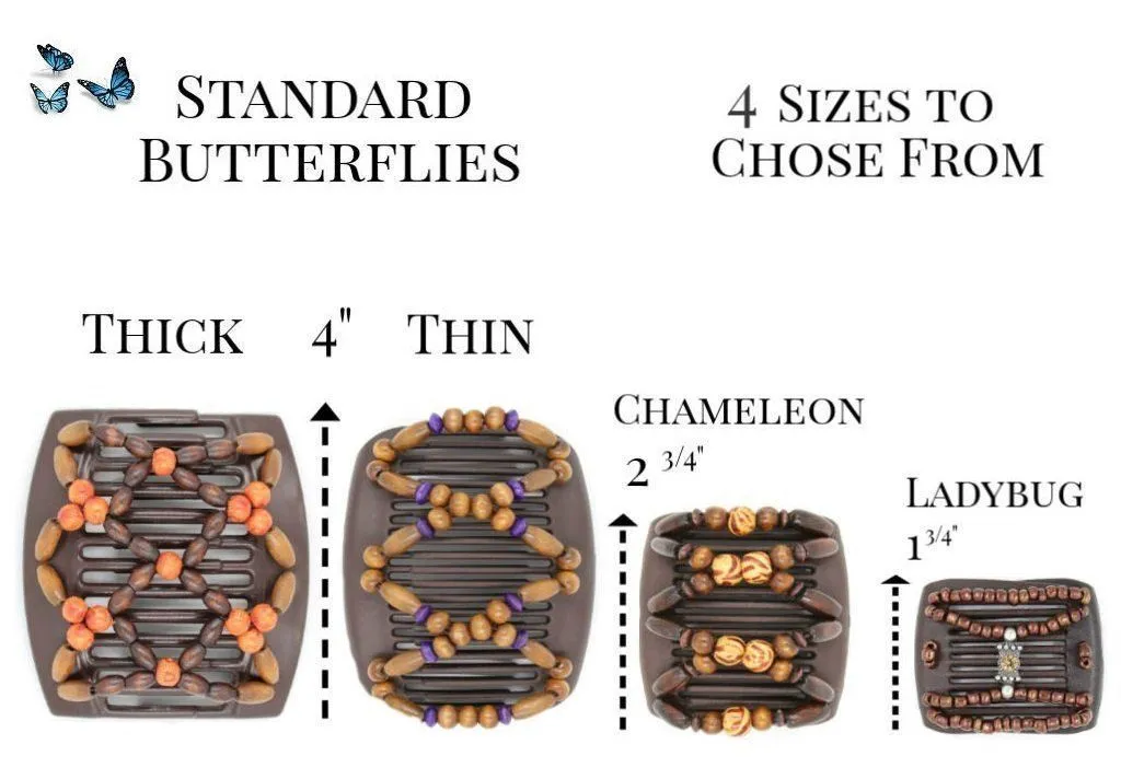 African Butterfly Chameleon Hair Comb - Stones & Bones Black 38