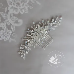 Aida Floral Crystal, Pearl & Rhinestone Comb - Gold, silver or rose gold - Color options available