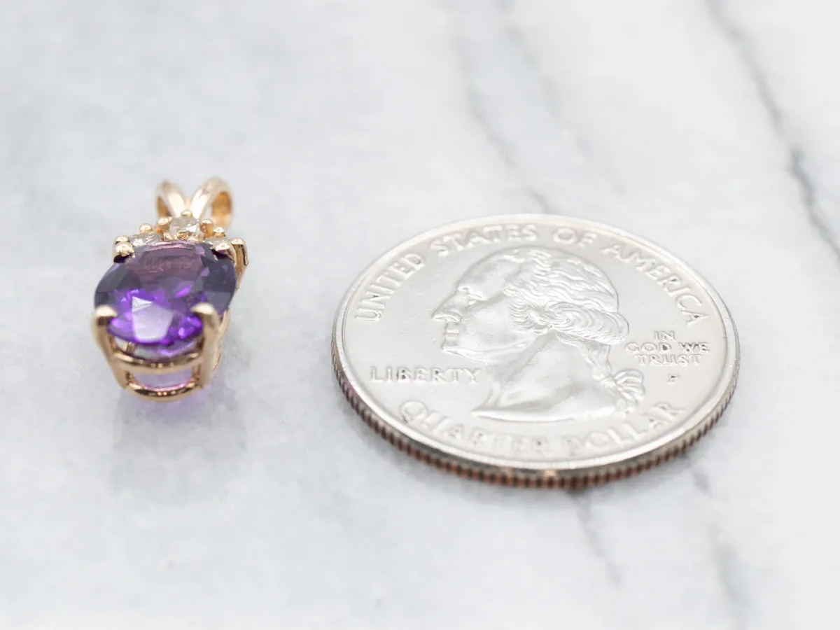 Amethyst and Diamond Gold Pendant