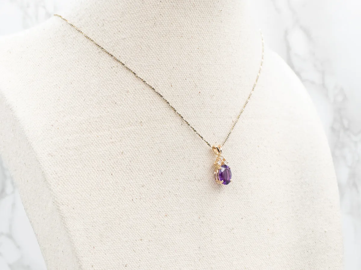 Amethyst and Diamond Gold Pendant